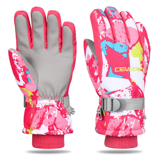 Cevapro -30℉ Ski Gloves Kids 3M Thinsulate Touchscreen Waterproof Cold Weather Winter Gloves, Warm Snow Gloves for Boys Girls
