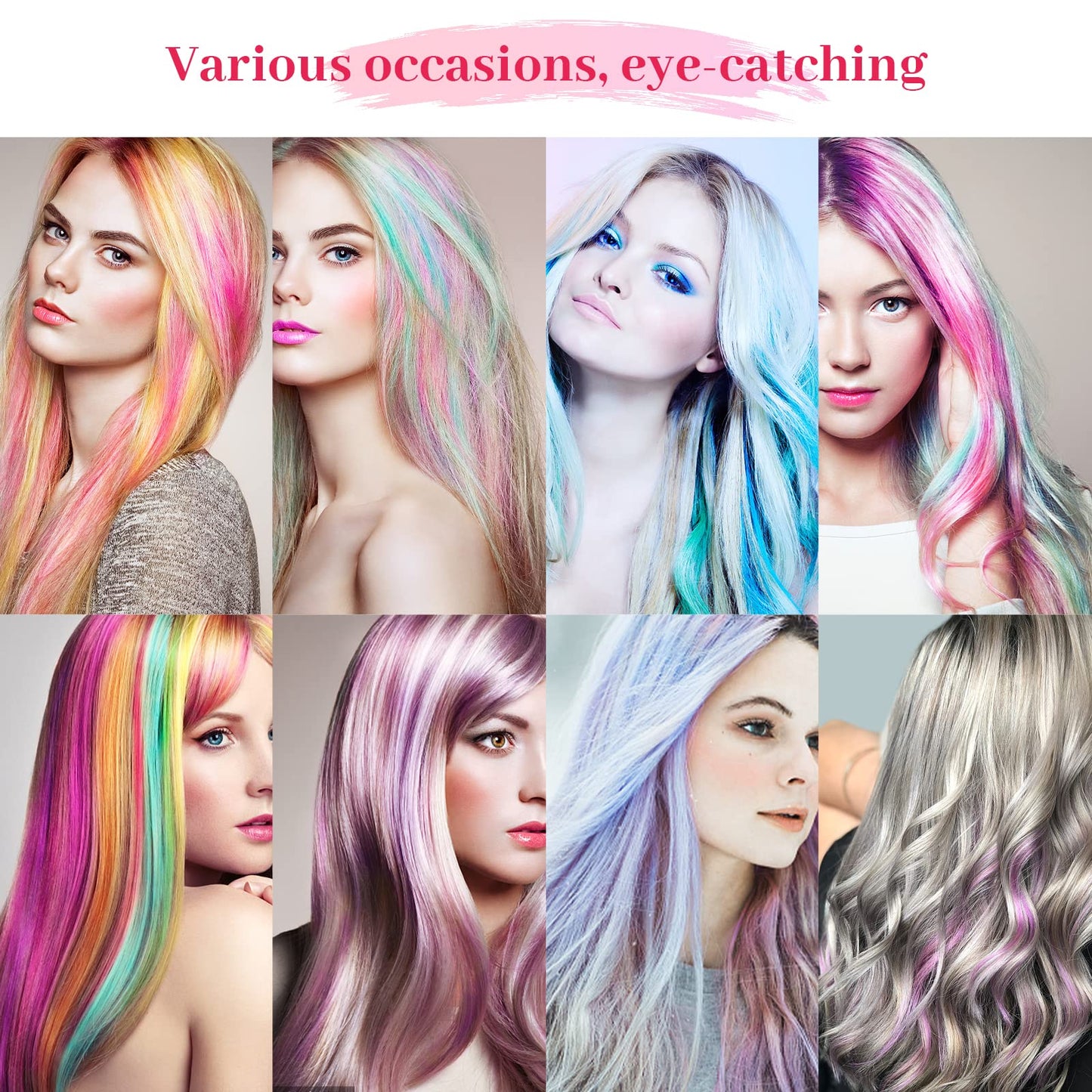 YaFex 12 Pcs Clip in Hair Extensions, 22 Inch Colored Hair Extensions Party Highlights Long Straight Synthetic Hairpieces for Women Kids Girls (Light Purple)