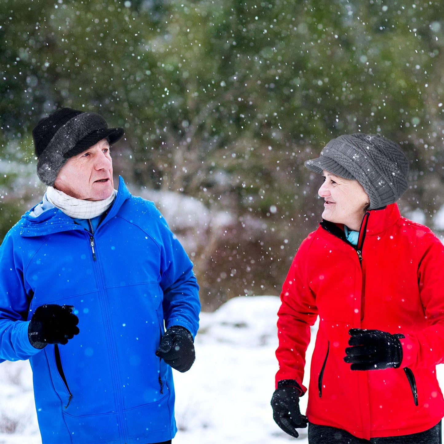 Syhood Knitted Balaclava Beanie Hat Winter Neck Warmer Ski Face Cover Neck Gaiter (Black, Grey,2 Pieces)