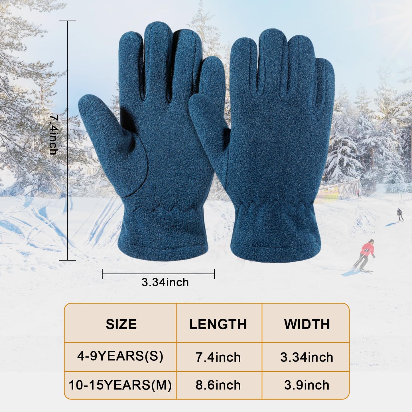 ONESING 3 Pairs Fleece Winter Gloves Toddler Warm Gloves for Boys Girls Snow Outdoors Cold Weather Mixcolor G