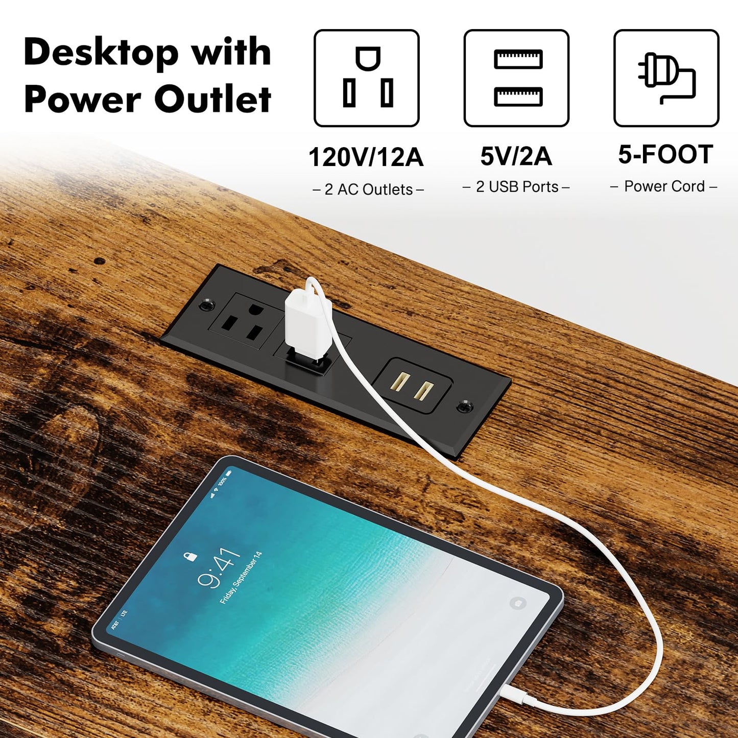 YGEOMER TV Stand for 75 Inch TV Entertainment Center with Power Outlets TV Console Table deepen with Fabric Drawers Metal Frame Storage Shelves and for Living Room, Bedroom 63" Rustic Brown