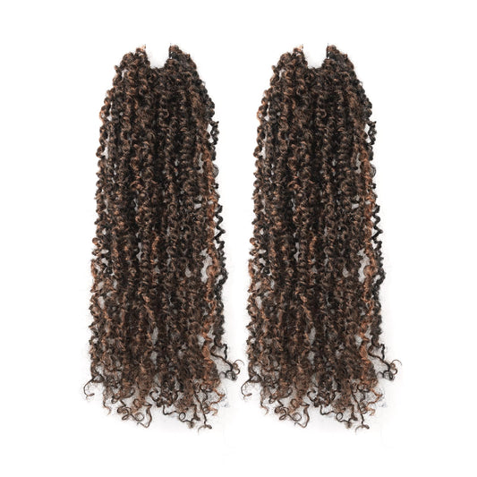 Toyotress Yanky Twist Crochet Hair - 8 Inch 2 Packs (30 Strands/Pcs) Fluffy Spring Mini Twist Passion Twist, Black Mix Copper Pre-Looped Crochet Braids Braiding Hair (8 Inch, F1B/350-2P)
