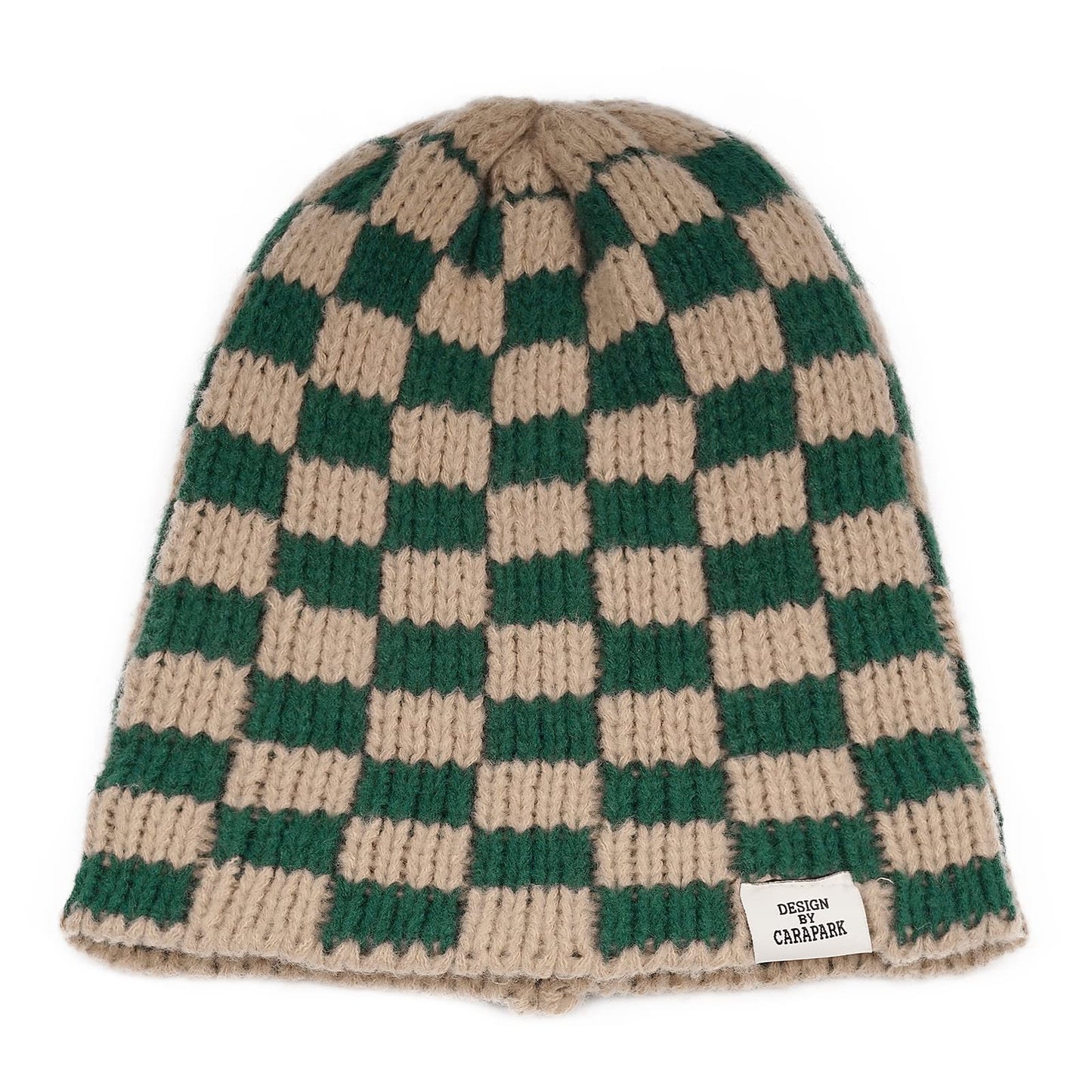 Clakllie Winter Stocking Beanie Hat Foldable Knitted Hats Roll-up Edge Skullcap Stretchy Watch Skating Hat,Khaki/Green