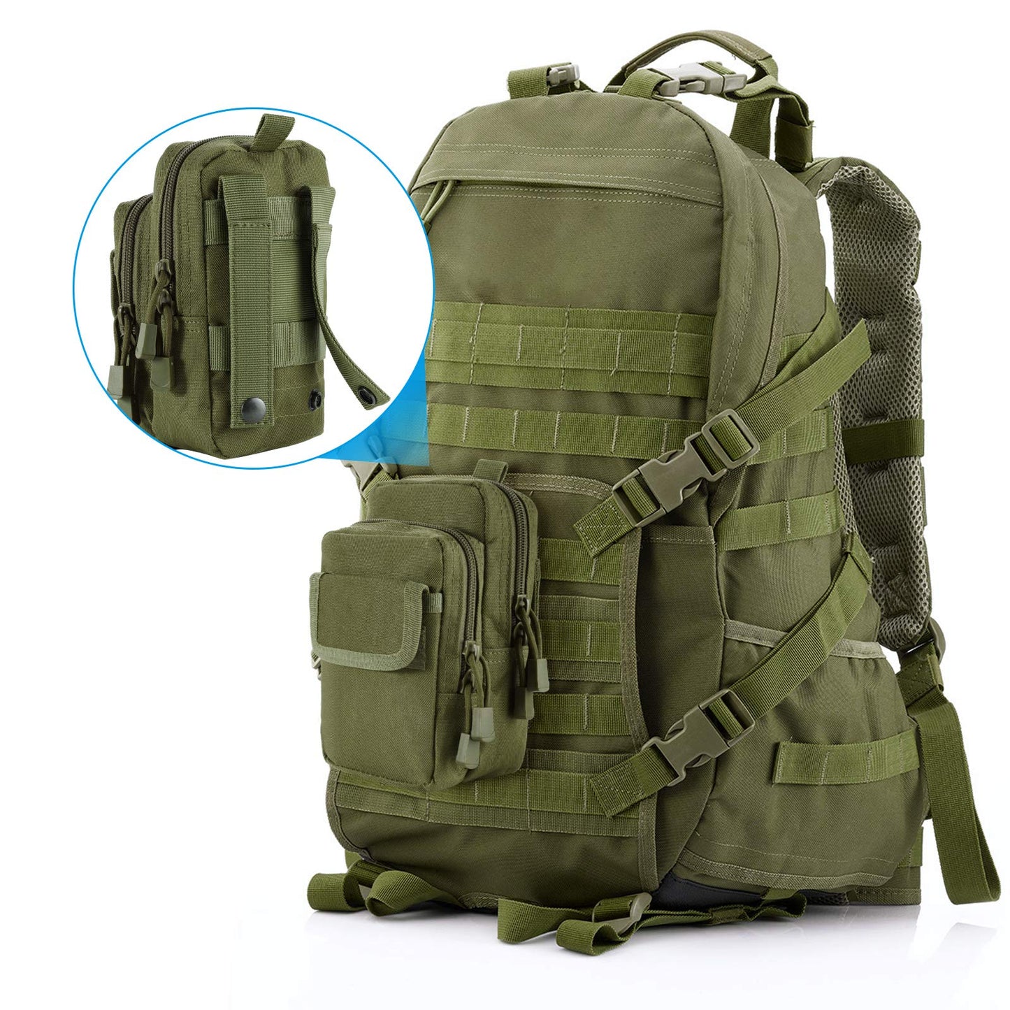 FRTKK 2 Pack Molle Pouches - Tactical Compact Water-Resistant EDC Pouch Small Utility Pouch Bags (Patch Included) (2 Pack-Army Green 2)