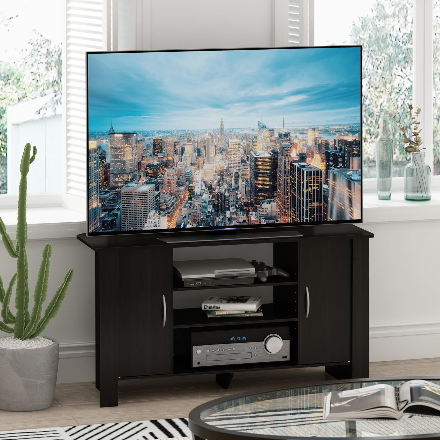 Furinno Econ TV Stand Entertainment Center, Espresso