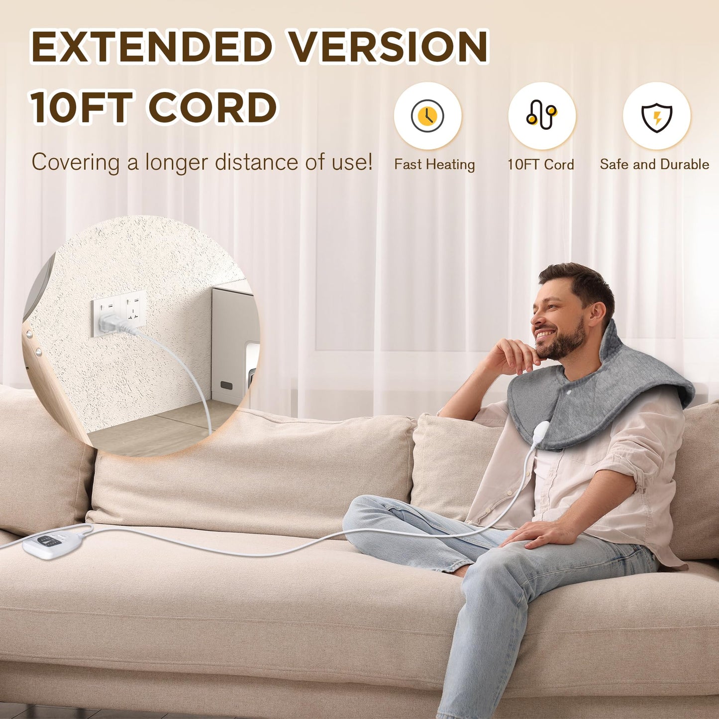 Heating Pad for Neck, [2025 Upgrade] Neck and Shoulders Heating Pads with Deeper Pain Relief, Electric Heating Pad for Back, Christmas Birthday Gifts for Women Men Mom, 22 x 25, Grey