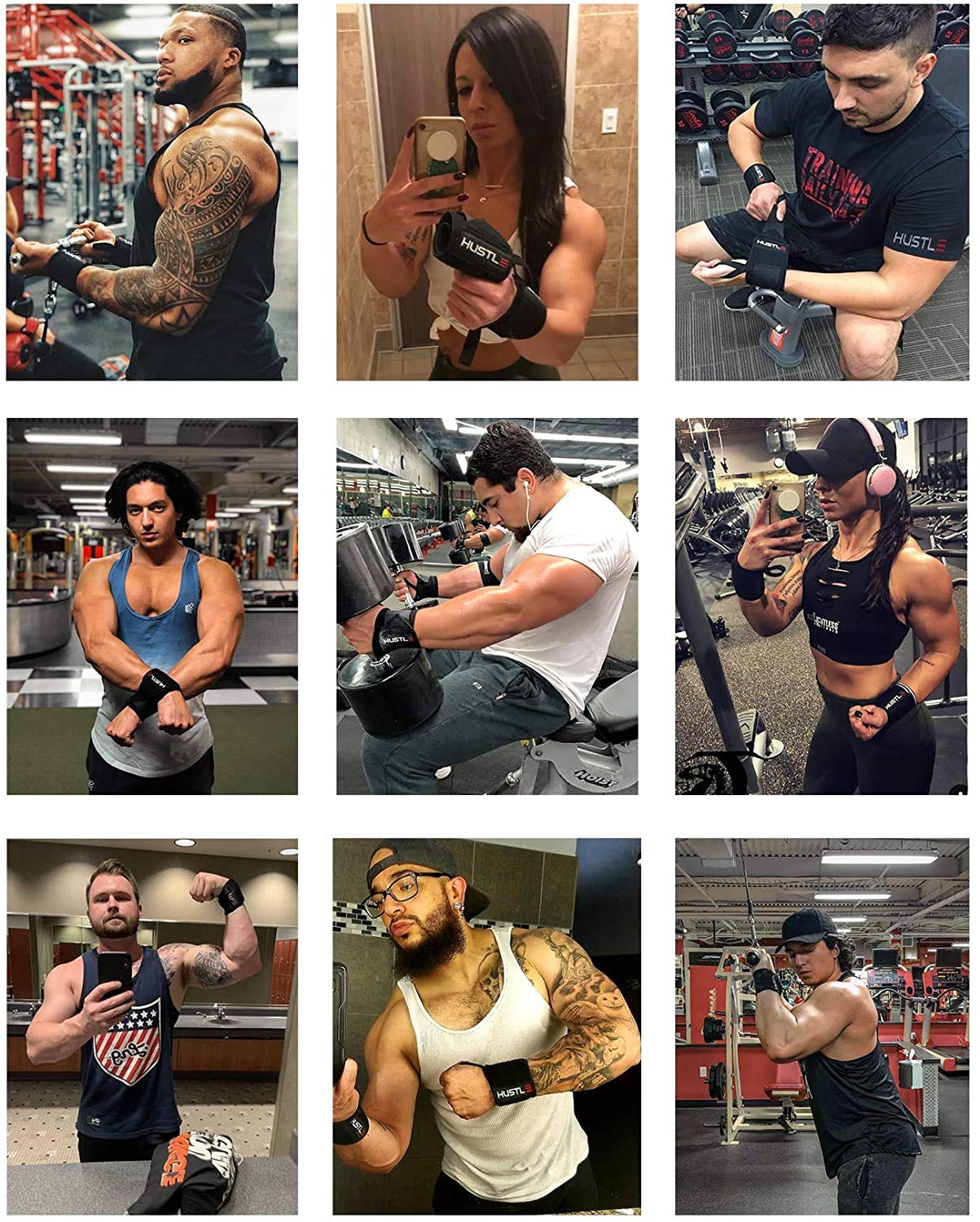 Hustle Athletics Wrist Wraps - Best Weightlifting Support (Professional Competition Grade Wrap) - Brace Your Wrists to Push Heavy, Avoid Injury & Improve Your Workout - for Men & Women