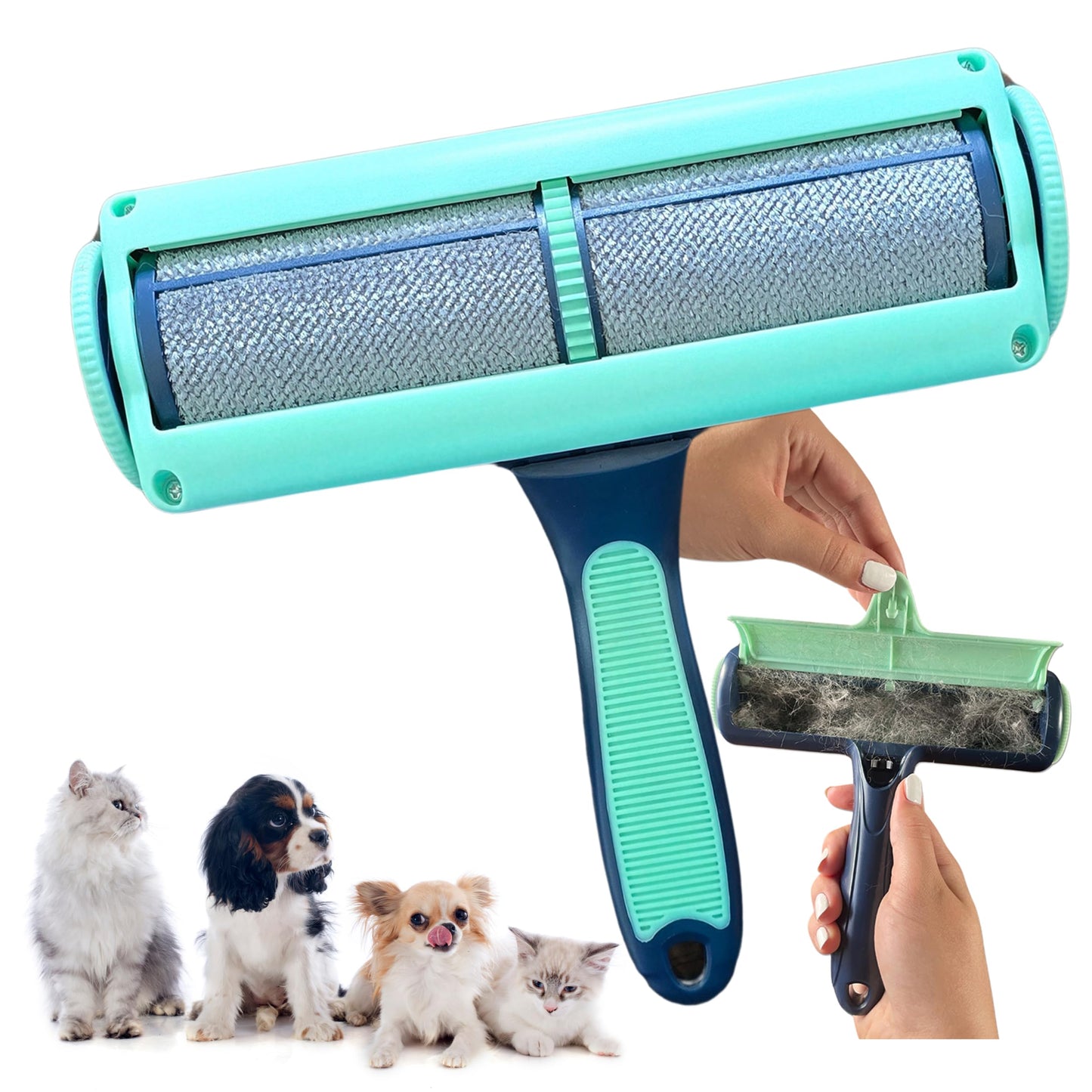 Better Lifeworks Reusable Pet Hair Remover-Lint Roller for Couch, Furniture, Carpet, Clothing and Bedding, Eco-Friendly Cat and Dog Hair Remover, Portable Pet Hair Removal Tool in Mint Green