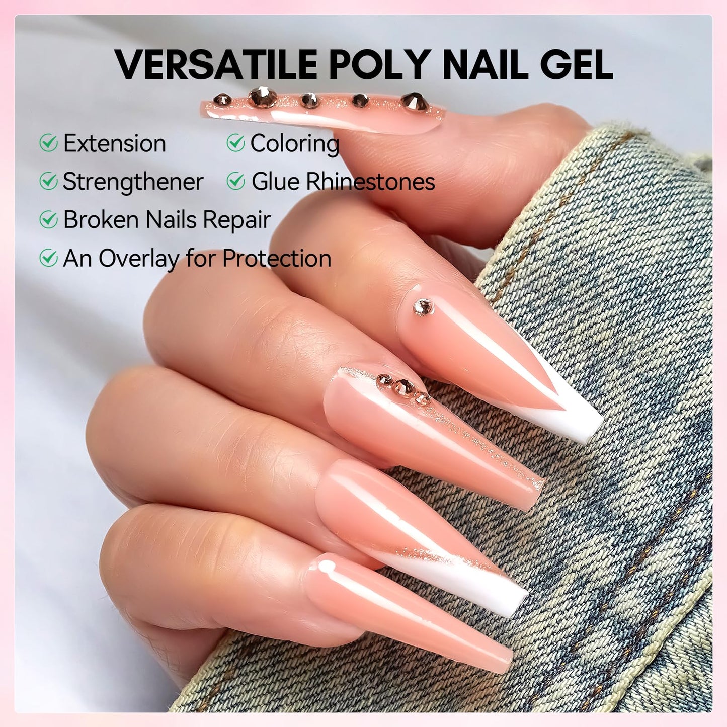 Makartt Poly Nail Gel：Builder for Extension and Strengthener, Tender Nude Pink, 50 ML, Strong and Half Solid Texture, Long-Lasting and Easy to Use Manicure Supplies-Peachy
