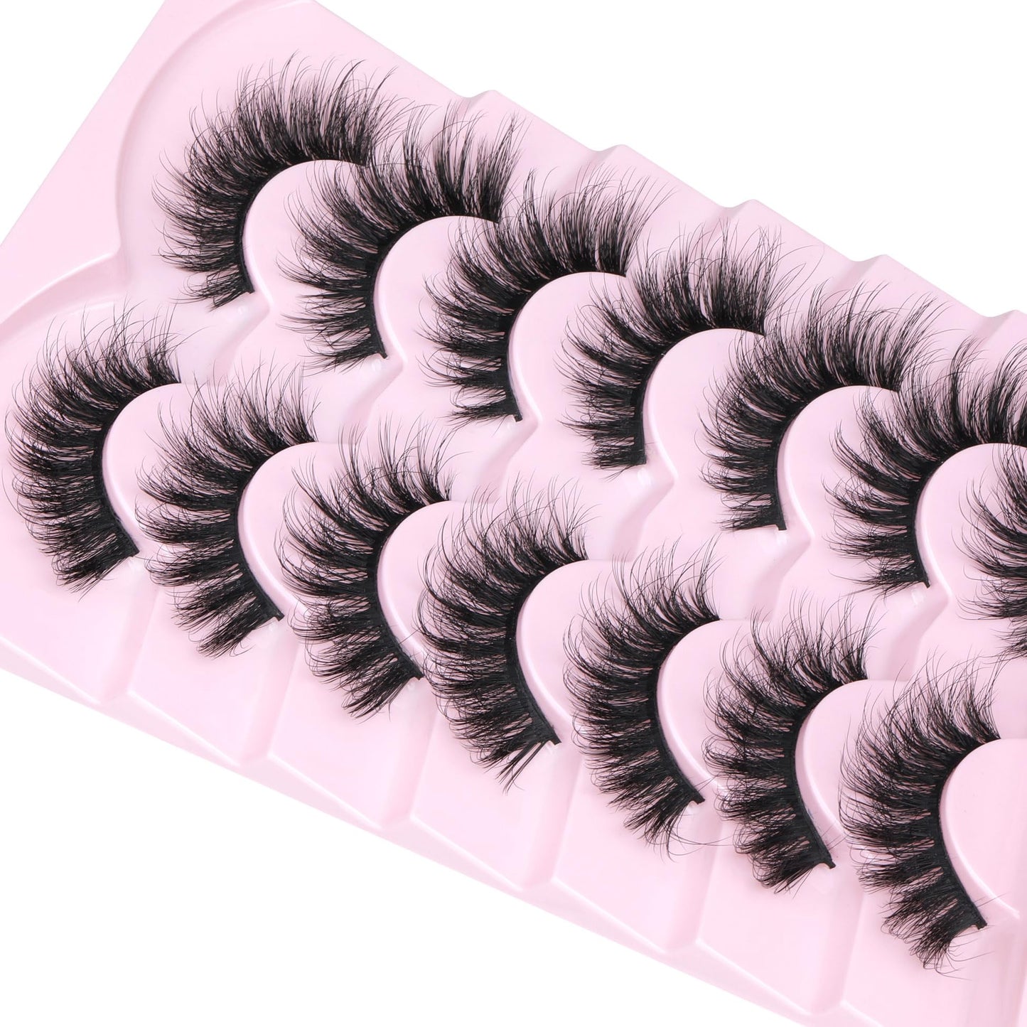 Wispy Lashes False Eyelashes Fluffy Mink Lashes Strip Fairy Fake Eyelashes Long Cat Eye Lashes 7 Pairs Fake Lashes Natural Look Volume Faux Mink Eyelashes