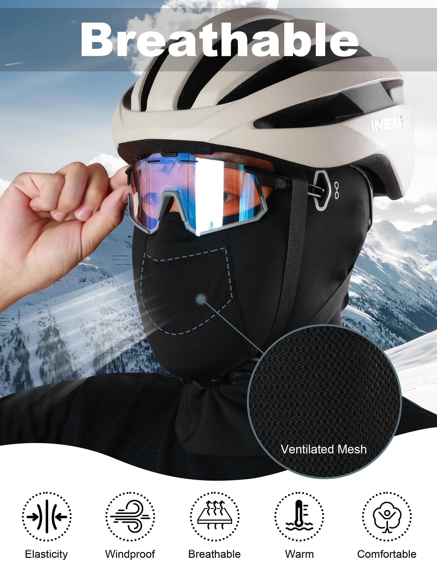 KUTOOK Black Balaclava Ski Mask Men Women Winter Motorcycle Football Full Head Face Mask Cold Weather Pasa Montañas para Hombre Black