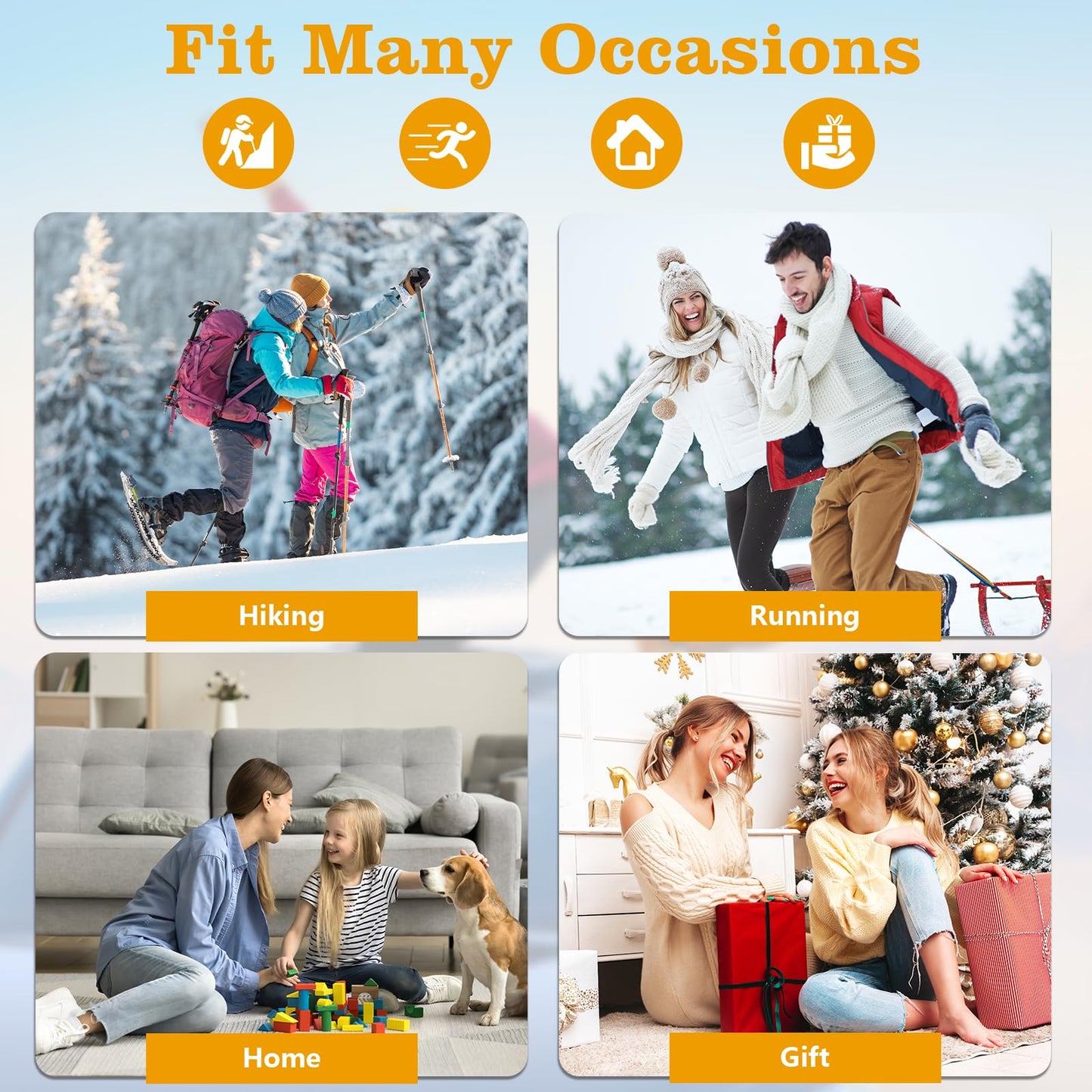 4 Pairs Wool Socks for Men Women - Warm Winter Cozy Merino Wool Socks, Thick Knit Thermal Hiking Socks Boot Socks Crew Socks for Men Women