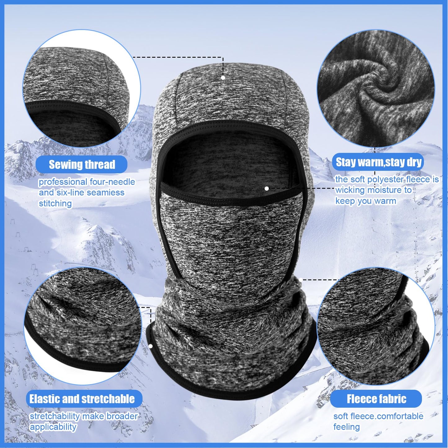 Syhood Kids Balaclava Face Mask Winter Ski Hat Face Covering Windproof Face Warmer for Cold Weather(Black, Dark Gray,Navy Blue,Rose Red,4)
