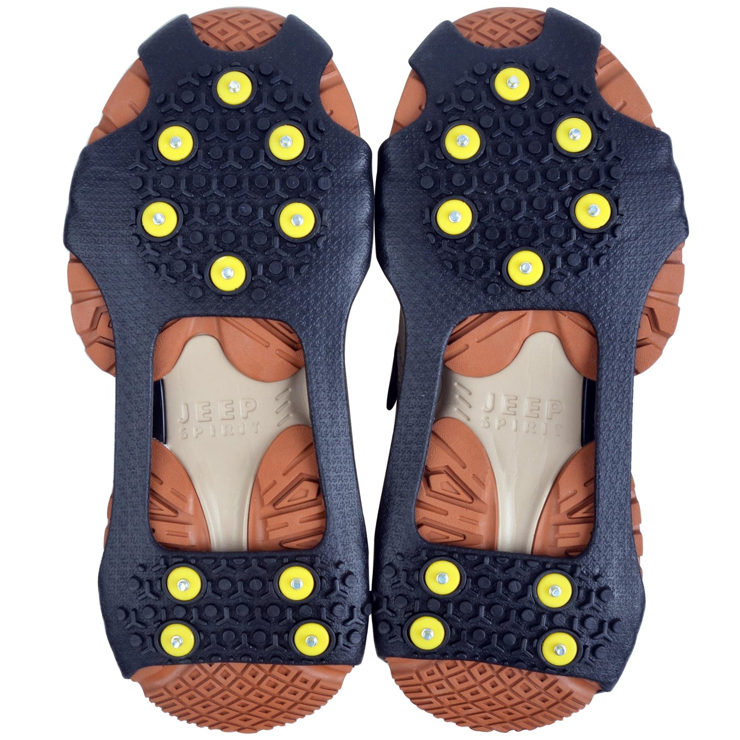 Ice Cleat Snow Traction Cleats for Shoes Boots Anti-Slip Overshoe Crampons with 10 Studs Ice Rubber Walking Cleats Slip-on Stretch Footwear for Kid Women Men Large