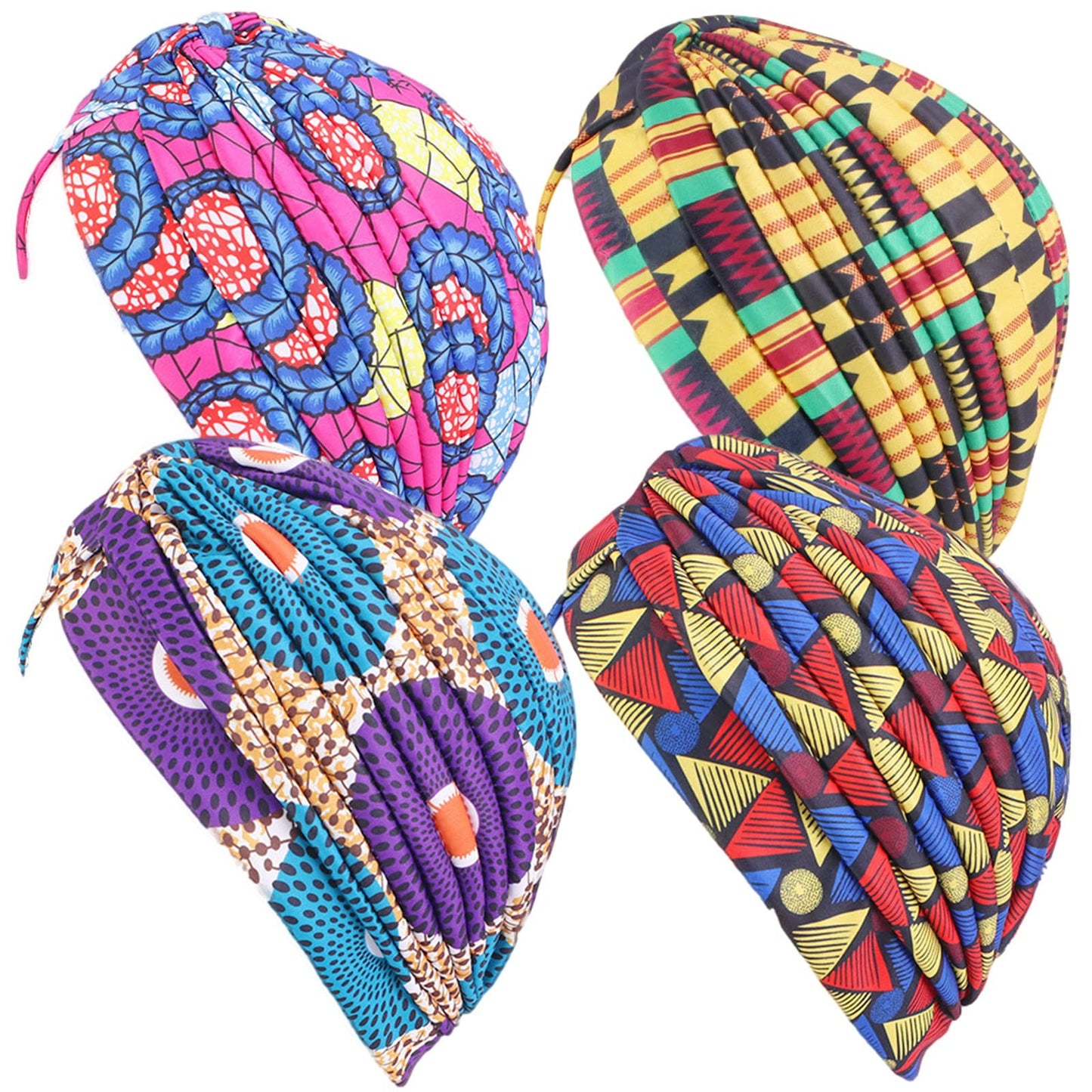 Qhome Women's Rasta Turban Indian Style Head Wrap Cap Hat Hair Cover Headband Various Print Design