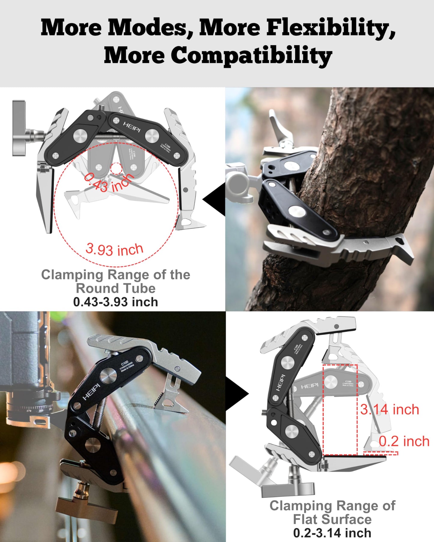 HEIPI Super Clamp Phone Camera Mount Holder [2-in-1 Clamp & Stand] with Four 360°Rotation Long Magic Arm Phone Clip Mount Adapter Holder for Phone/Gopro/Canon/Nikon/Camera/Insta360/Pocket/Action