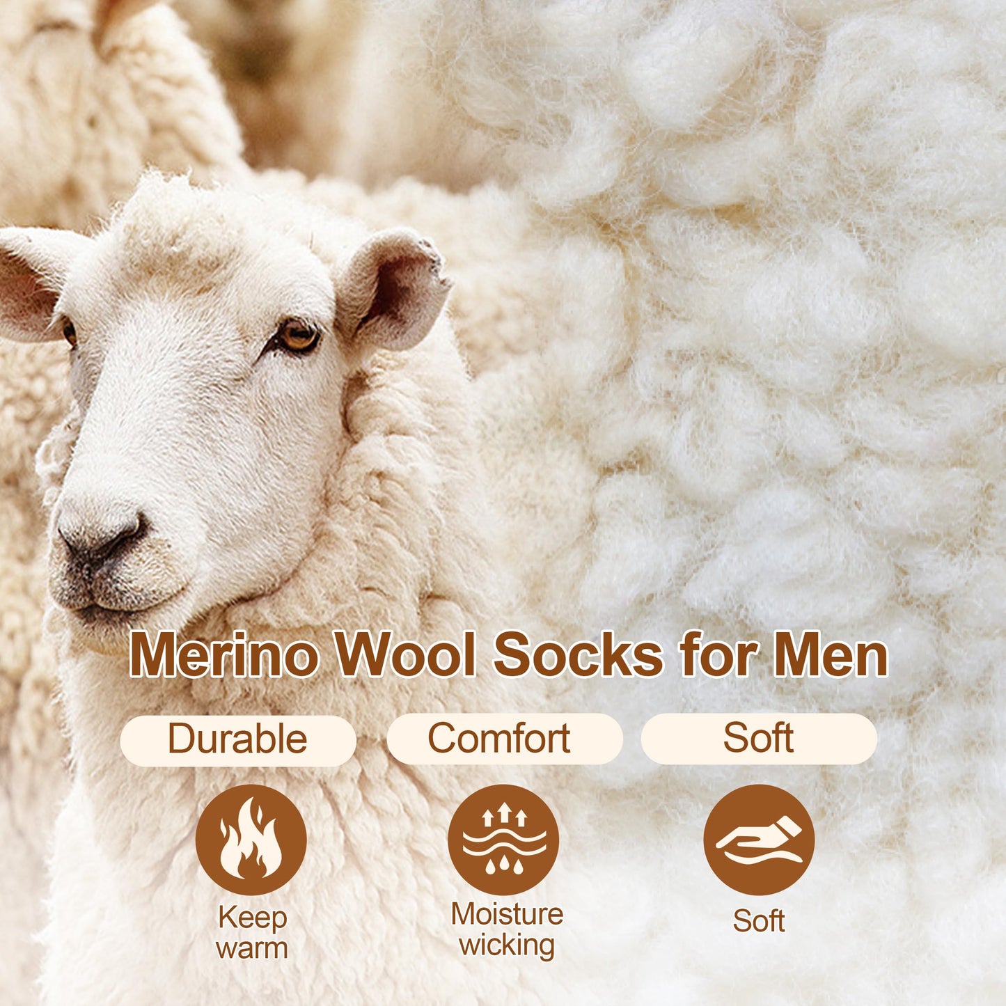 FRESBEIT 5 Pairs Wool Socks Mens Extra Thick Merino Winter Warm Thermal Socks for Men Fashion Crew Mens Socks Size 7-13