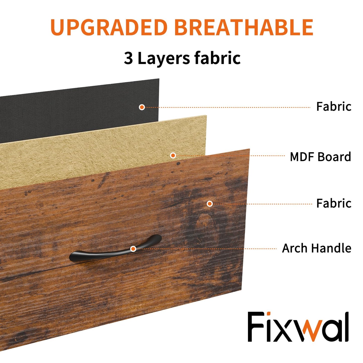 Fixwal TV Stand Dresser for Bedroom with Storage and LED Lights, Rustic Brown 55" TV Stand with 8 Drawers, Fabric Chest of Drawers with Wood Grain Finish for Entryway