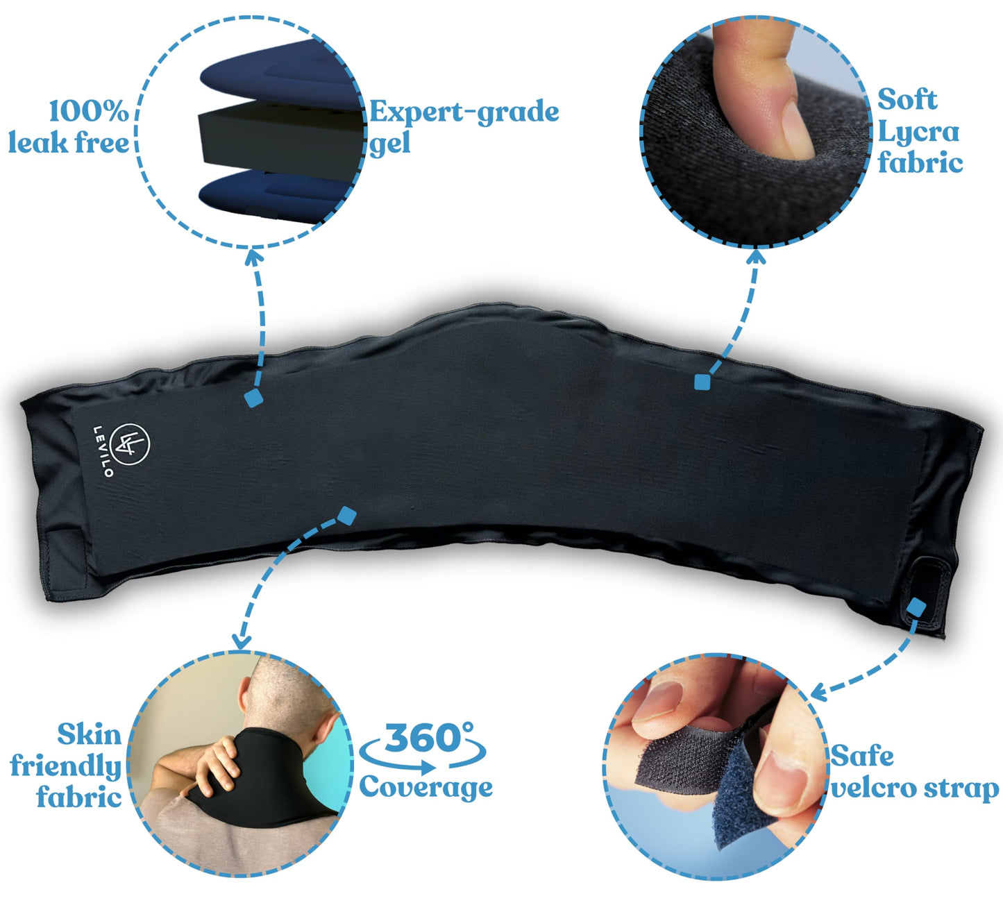 LEVILO Ice Pack for Neck and Shoulders, Reusable Ice Pack for Neck, Hot or Cold Therapy for Cervical, Injuries, Swelling, Inflammation, Surgery Recovery, Sprains, Work Stress