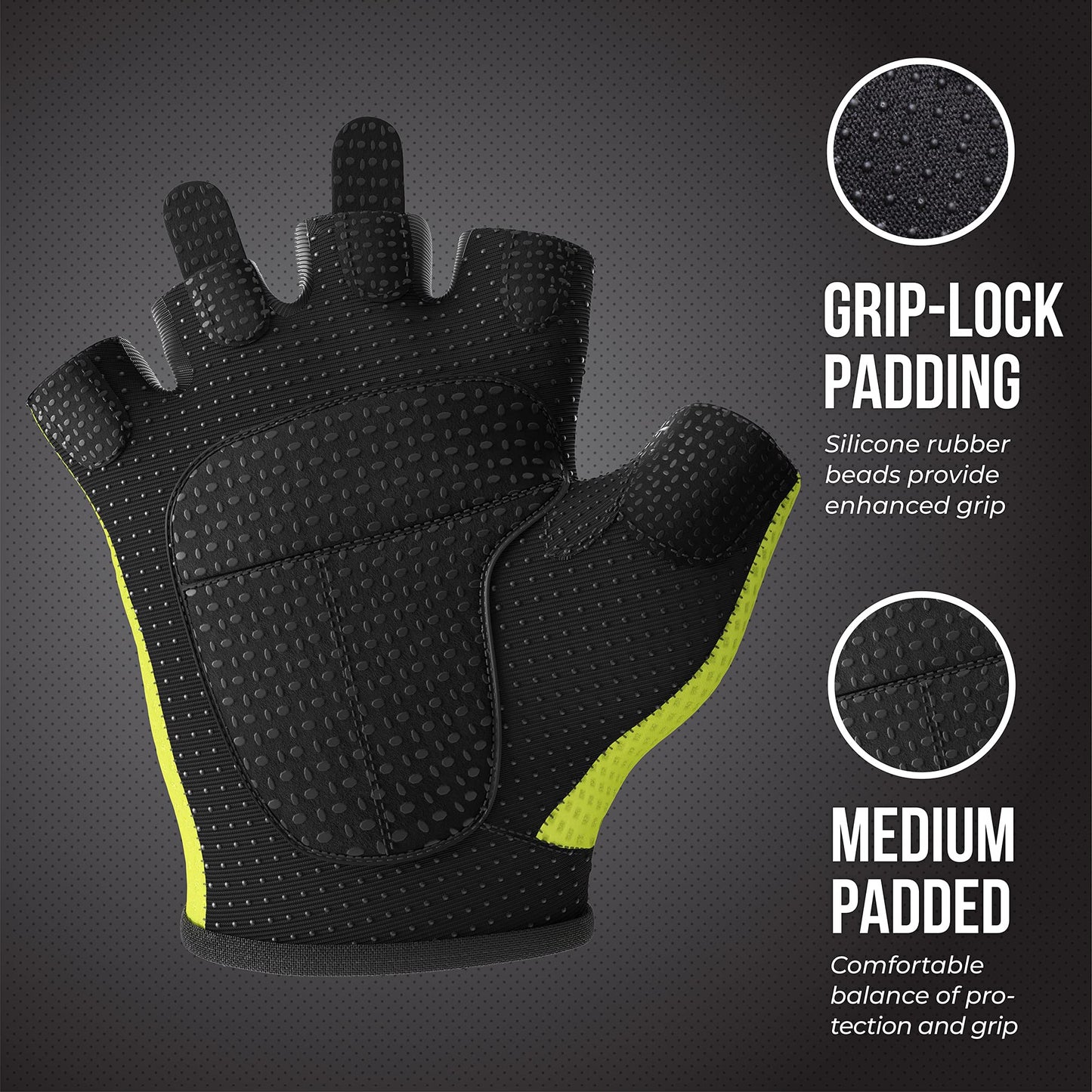 Contraband Pink Label 5307 Womens Designer Workout Gloves | Low Sweat Diamond Mesh Fabric w/Grip-Lock™ Silicone Palm (Green, X-Small)