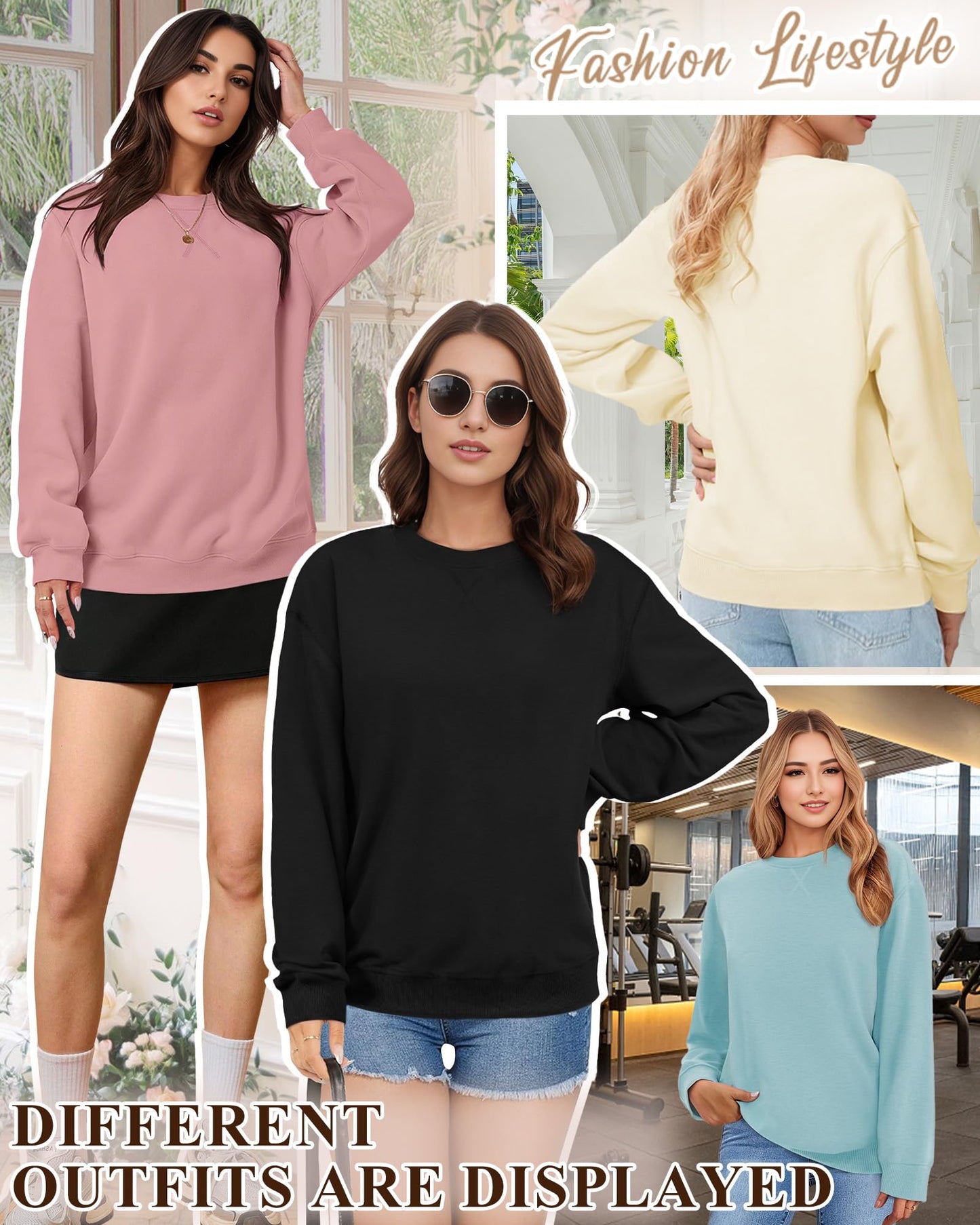 ZENUTA Sweatshirt for Women, Casual Crewneck Sweatshirts Women Loose Fit Long Sleeve Pullover Tops Cute Soft Shirt, M, Black