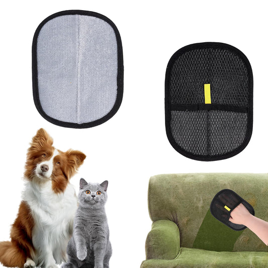 BOHUIZ 2PCS Pet Hair Remover Gloves, Cat Dog Double Sided Grooming Gloves Pet Hair Remover Glove Cat Brush Glove for Washing, Deshedding, Grooming, Reusable Brush for Washing (Black)