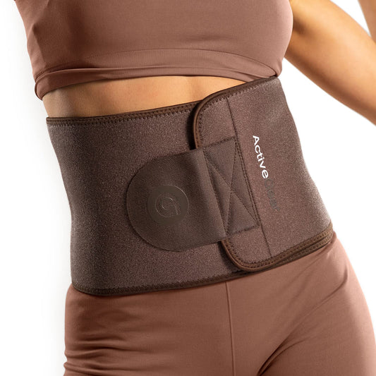 ActiveGear Waist Trainer for Women & Men – Skin Colored Sweat Band Waist Trimmer Belt for a Toned Look - Reinforced Trim and Extra Secure Fastening (Cocoa, Medium: 8” x 42”)