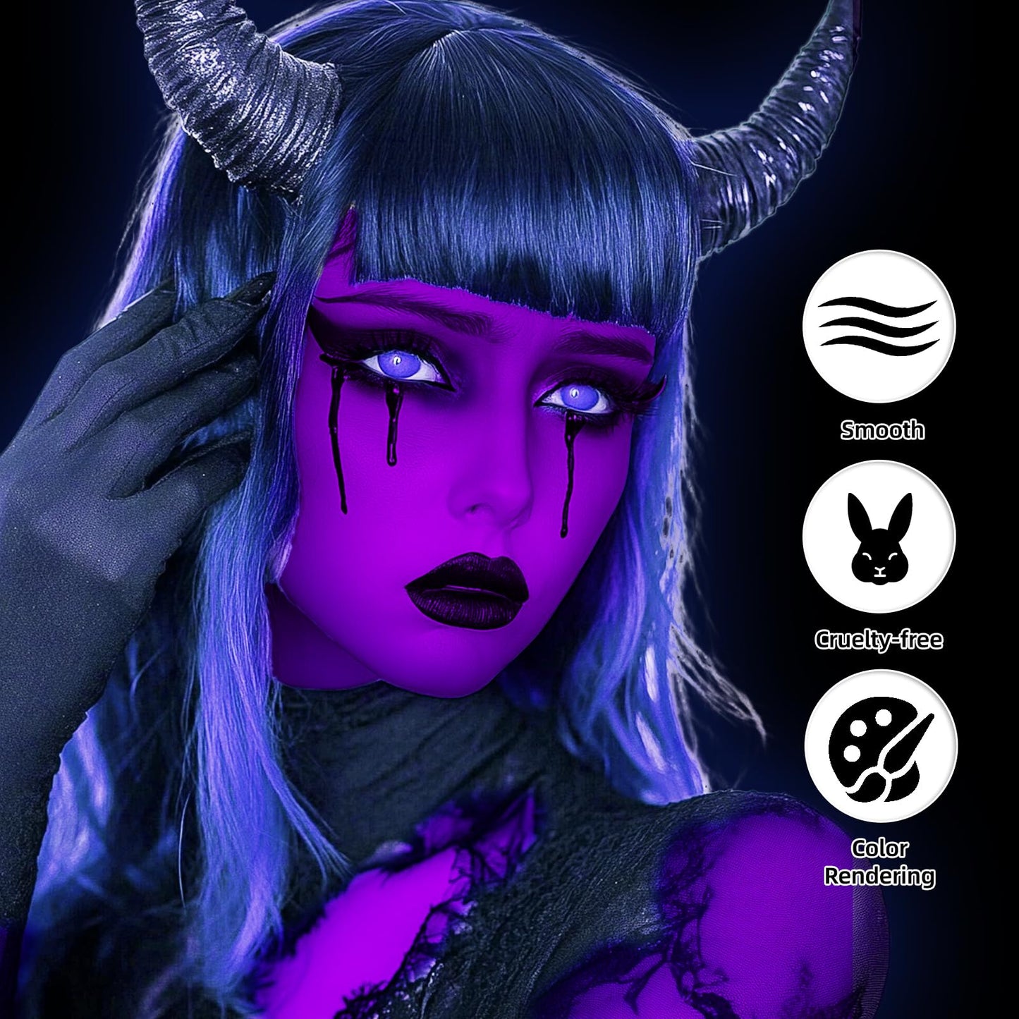 Go Ho Cream-Blendable Purple Face Paint Stick,Full-coverage Purple Body Paint Stick for Adults Children Halloween Cosplay SFX Witch Devil Makeup,Waterproof Purple Eye Black Stick