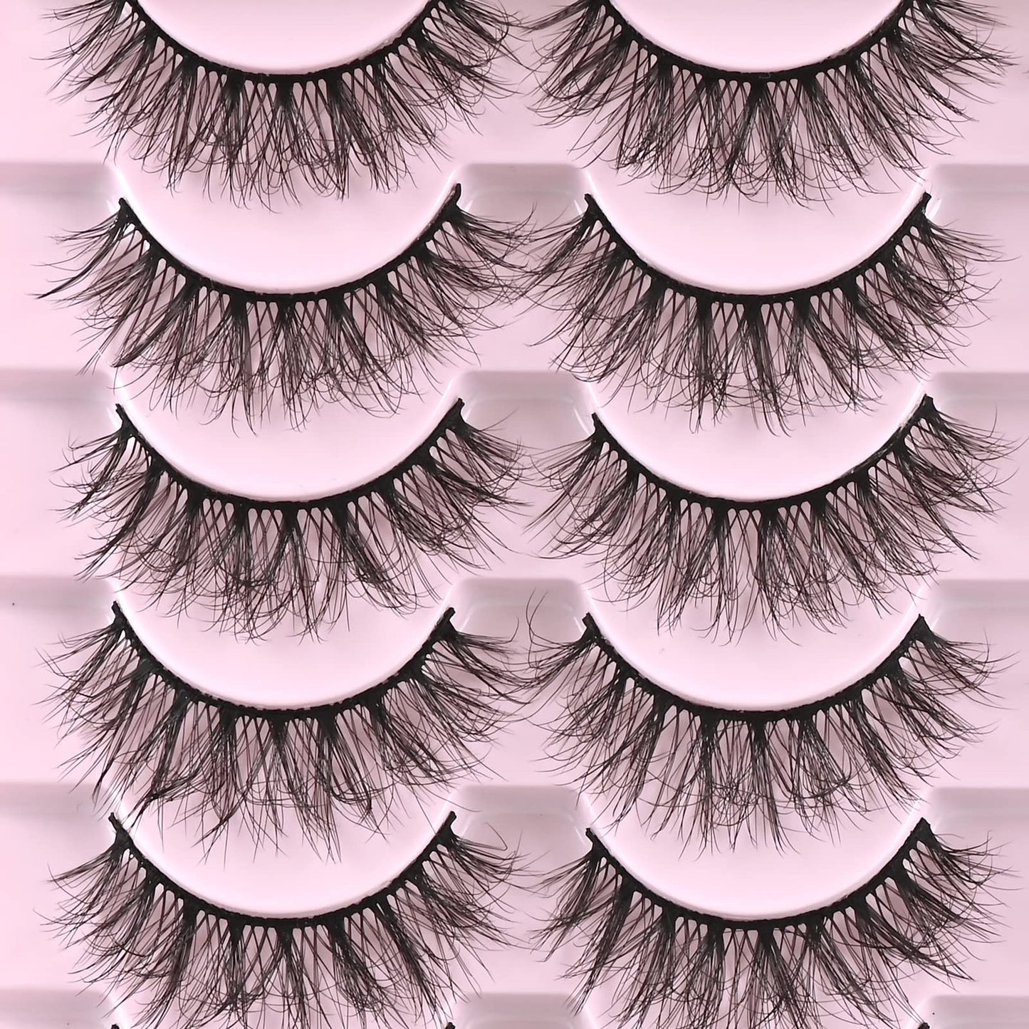 FARRED Natural Lashes Short Eyelashes Wispy False Mink Lash Pack 14 Pair Natural Look Fluffy Doll Eyelash Small Fake Strip Lashes Full Pestañas Sets for MUA and Beginners Daily Makeup (F3 | 8-16mm)