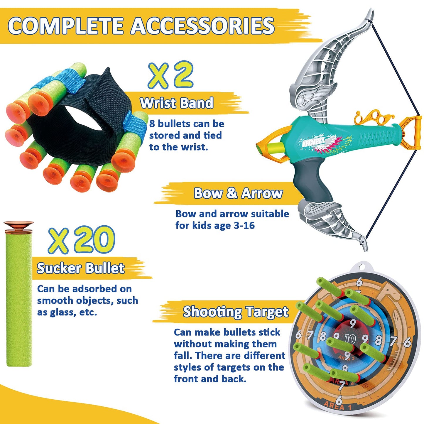 Britik Bow and Arrow for Kids Toys - Archery Set with 20 Suction Cup Arrows, Gifts for Boys Girls Toddler Age 4 5 6 7 8 Year Old