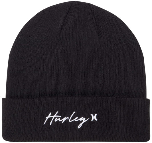 Hurley Women's Winter Hat - Script Cuff Knit Beanie, Size Medium, Black