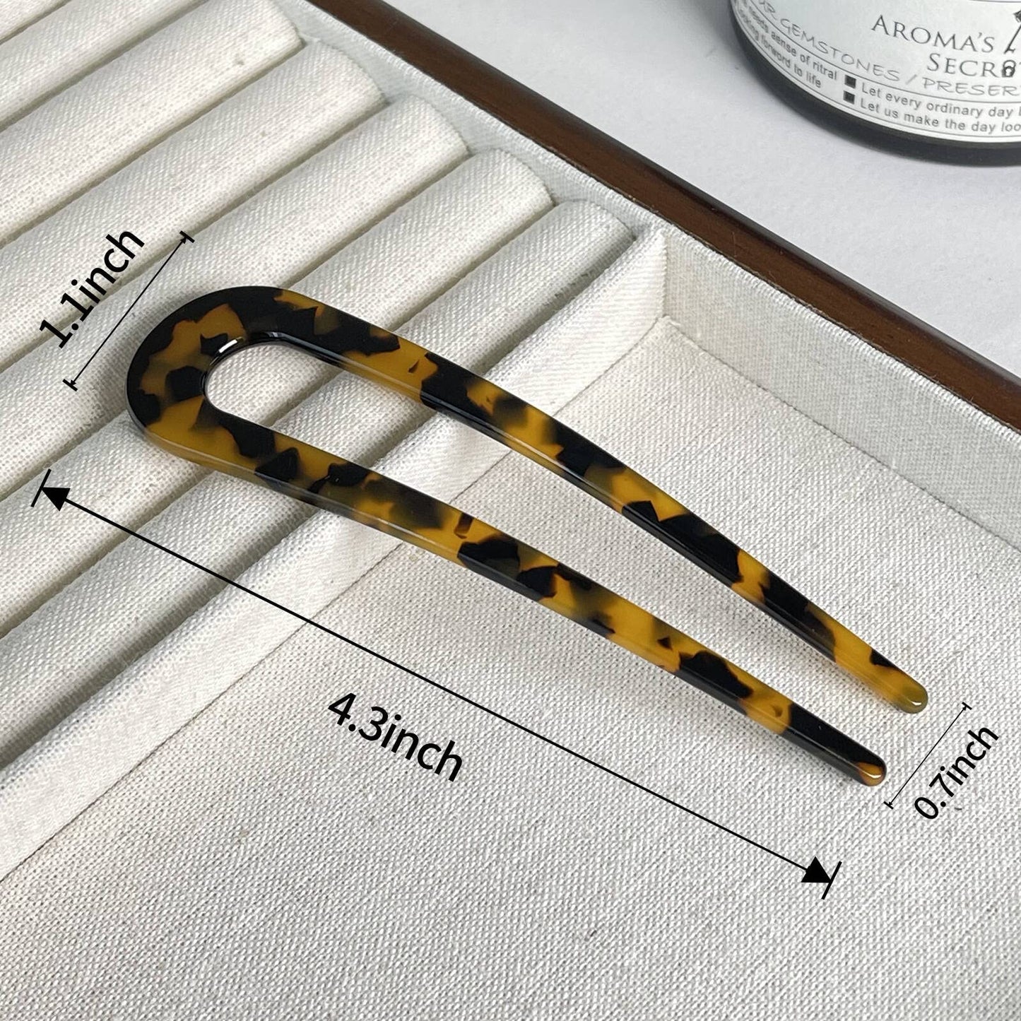 FRDTLUTHW 4.3Inch U Shaped Hair Fork Acetate Tortoiseshell French Hair Pin Colored 2 Prong Bun Hair Sticks for Women(pack of 4)