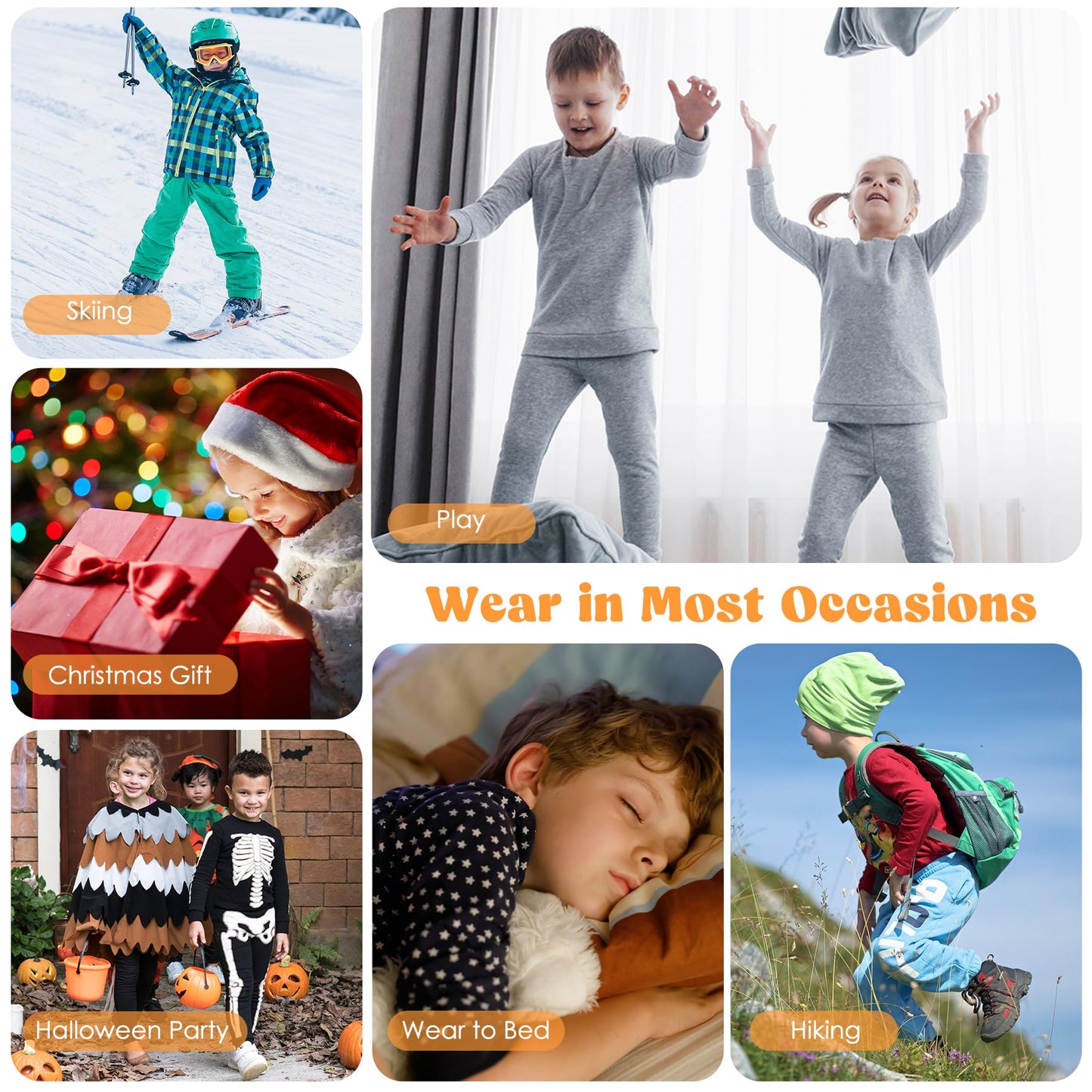 Zando Boys ThermaL Underwear Set for Kids Long Underwear Kids Base Layer for Boys GirLs Compression Long JohnsB White9T-10T