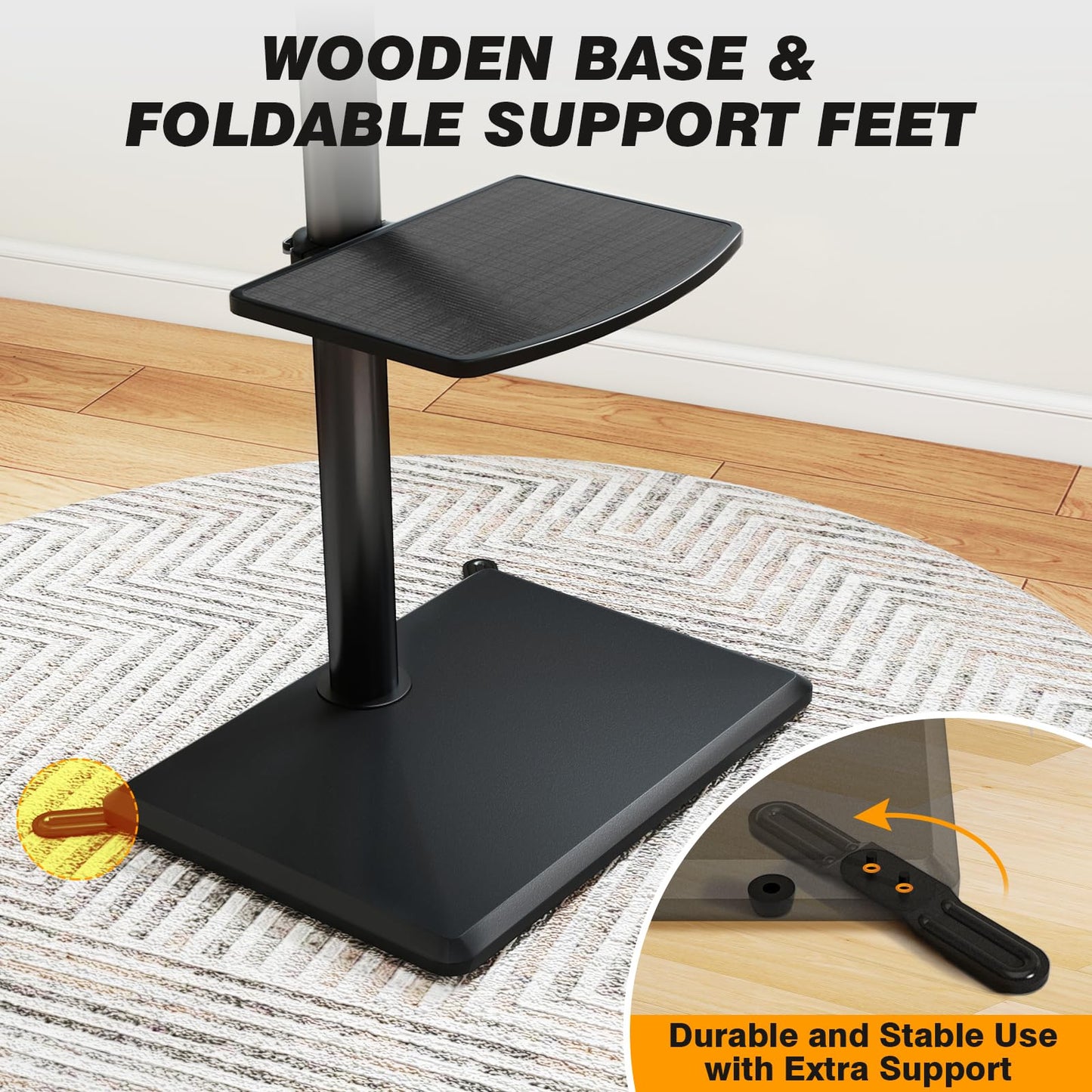 5Rcom Floor TV Stand with Mount for 32-60 inch TVs, Swivel and Height Adjustable Floor Standing TV Stands with Wood Base, Tall TV Stand with Shelf up to 88 lbs for Living Room, Bedroom and Corner