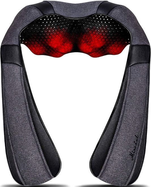 Mirakel Shiatsu Neck & Back Massager with Heat - Deep Tissue Neck, Back & Shoulder Pain Relief - Ergonomic Design Shoulder Massager, Electric Kneading Whole Body Massage Pillow Gifts for Women, Men