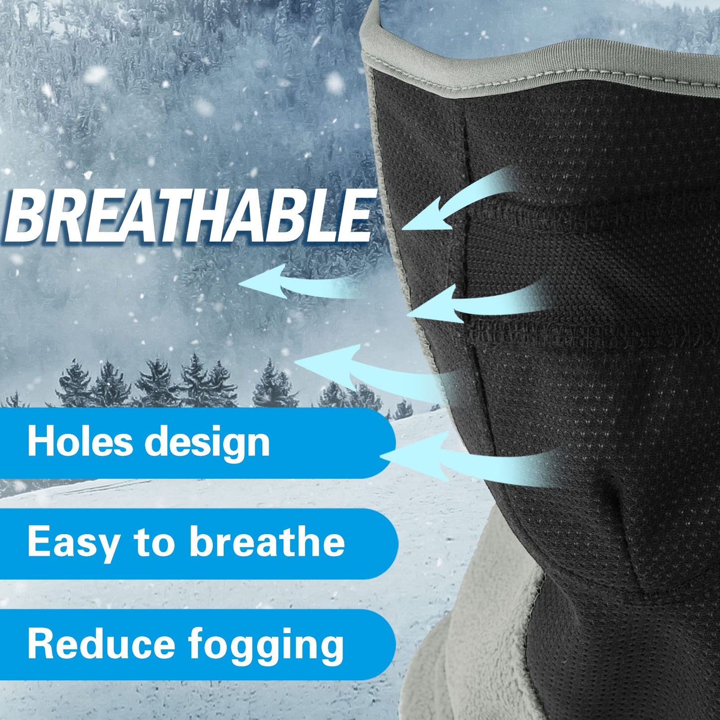 GoxRunx Balaclava Ski Mask-Winter Fleece Face Mask for Men & Women-Warm,Breathable,Windproof Gear for Skiing & Motorcycling Grey, Navy