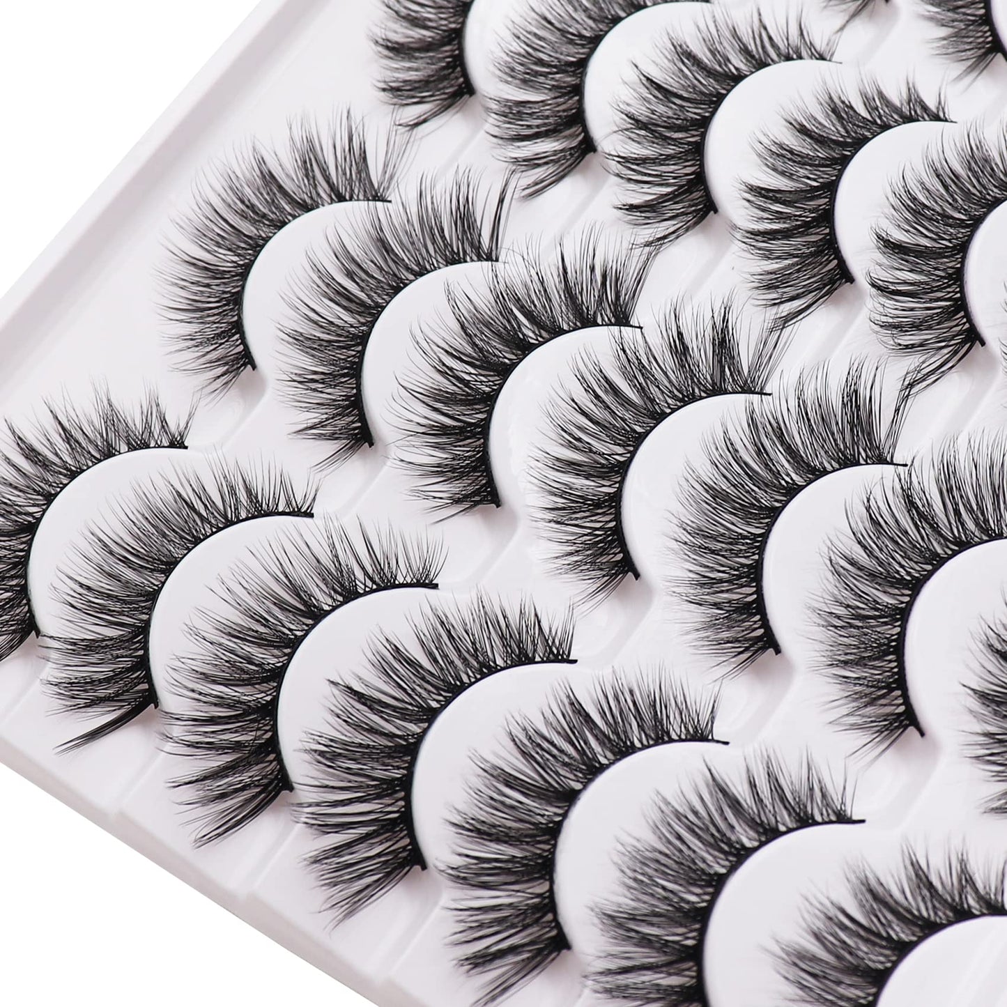 Losha Eyelashes Natural Look Faux Mink Lashes Pack Handmade Wispy False Eyelashes 14 Pairs Cat Eye Lashes (Y52)