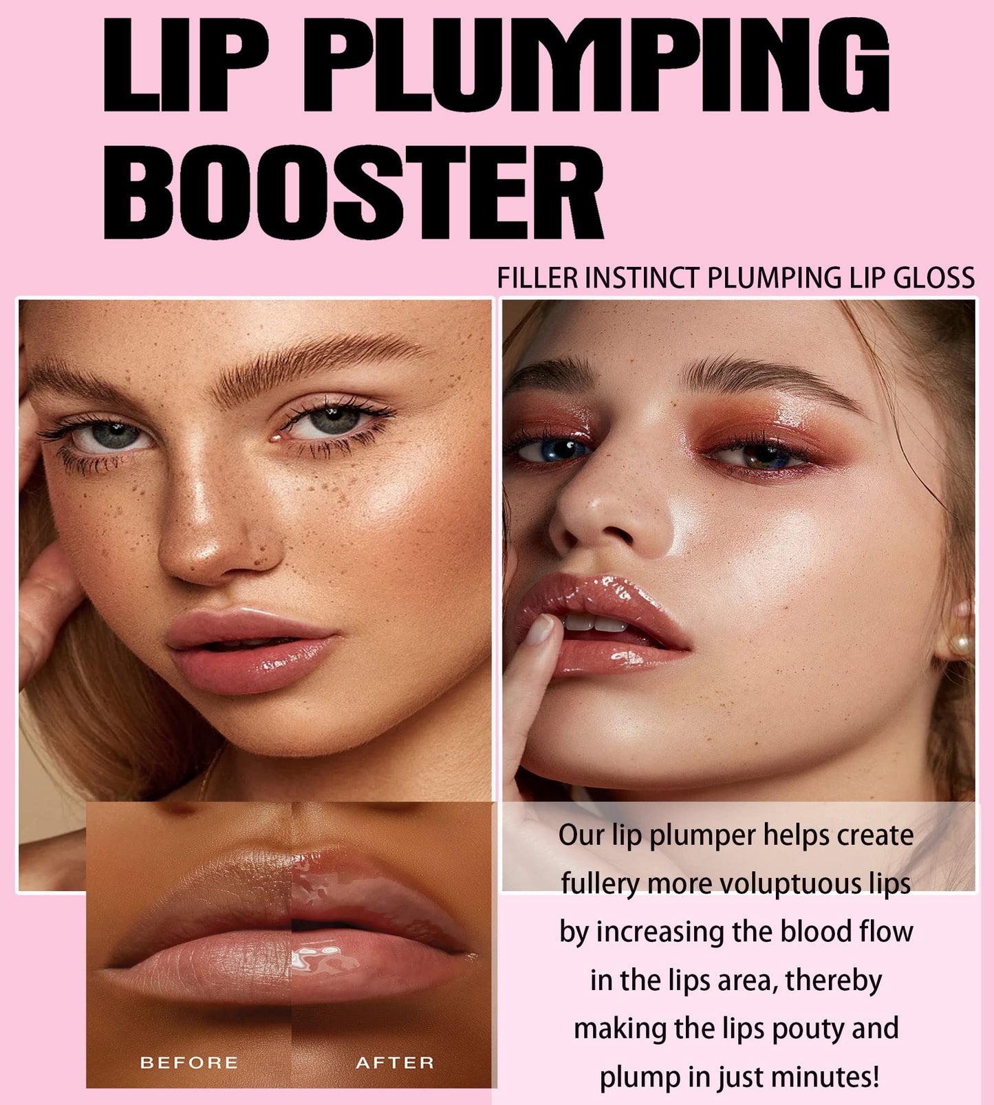 Easilydays Lifter Plumping Booster Lipstick, Hydrating, Volumizes, High-Shine, Fuller Lip Plumper for Women Girls (#01)