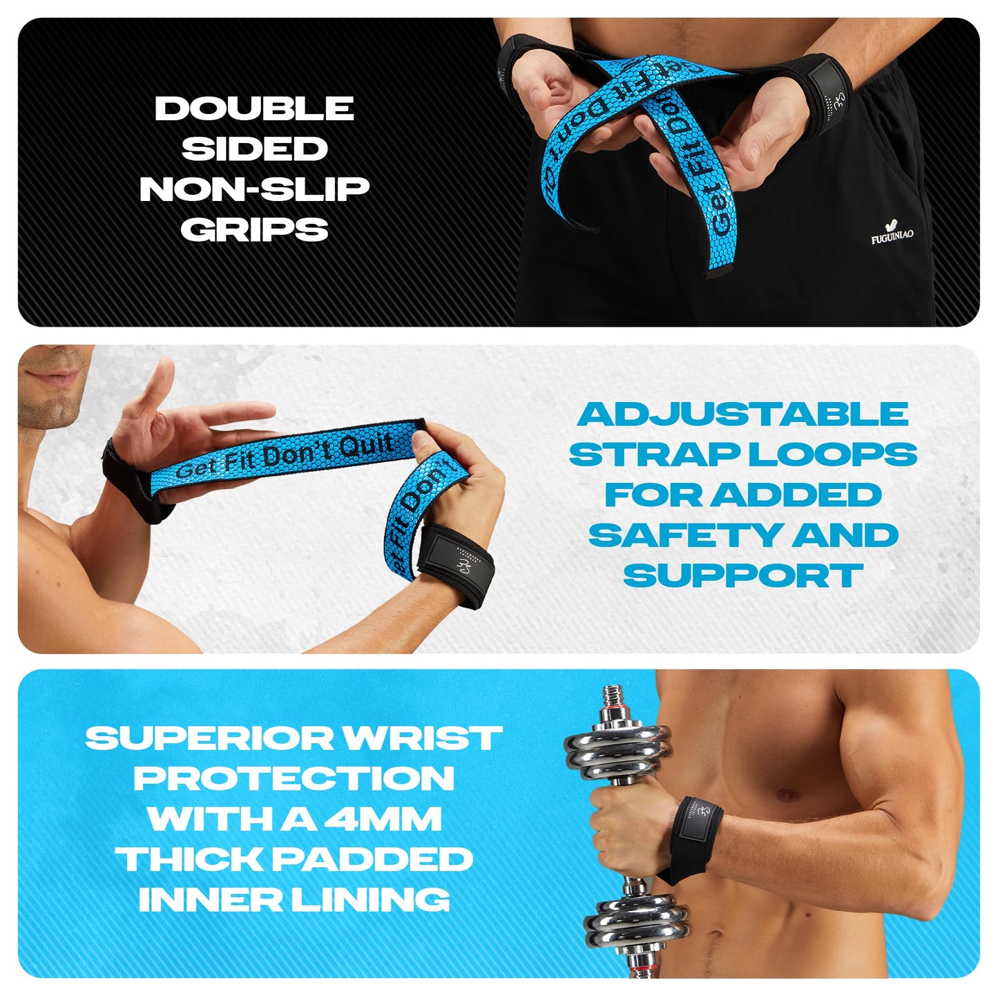 Special Essentials Wrist Straps for Weightlifting - Two-Sided Anti Slip Silicone Grip & Premium Padded Neoprene - Durable Gym Lifting Straps for Men and Women - Ideal for Bodybuilding & Powerlifting