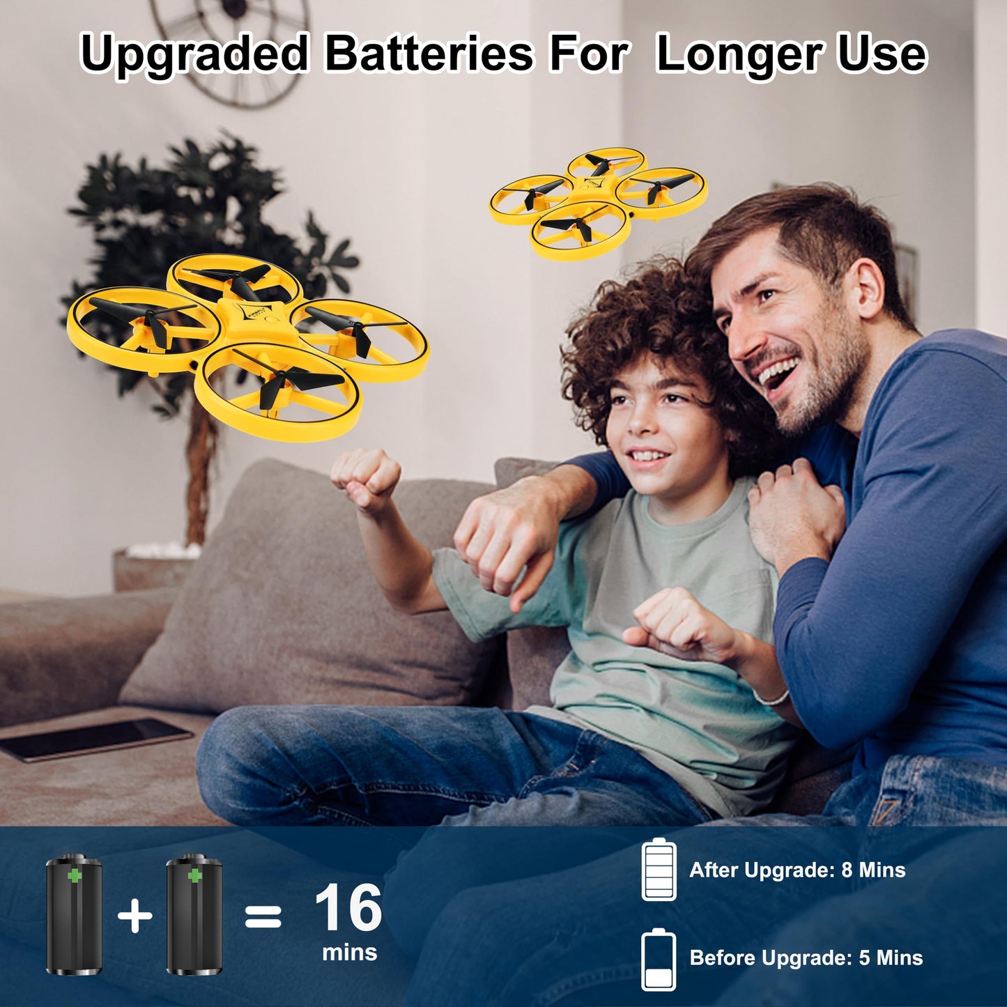 Awaiymi 2024 Upgraded Hand Controlled Drone for Kids Small Rc Quadcopter Aircraft With Smart Watch, Cool LED Remote Control Drone 360° Flips, 3 Modes, 2 Larger Capacity Batteries