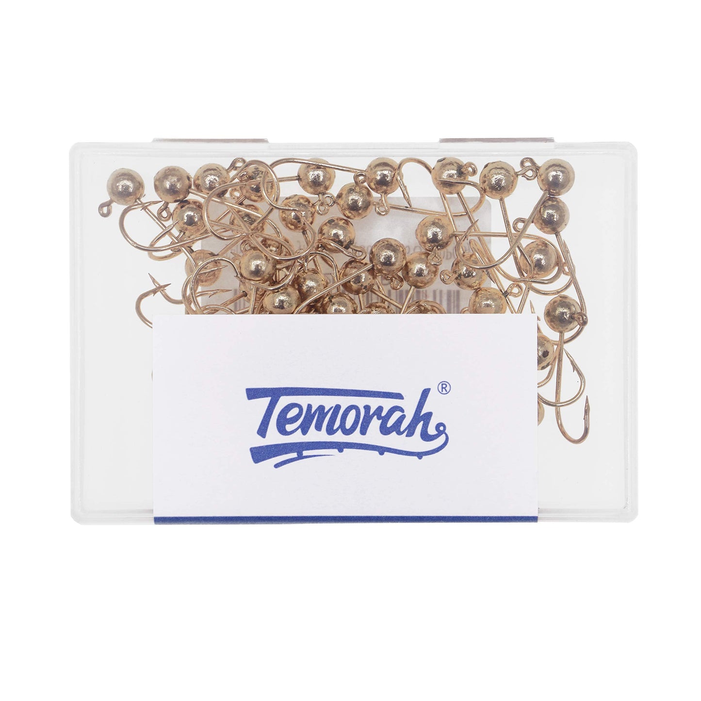 Temorah Fly Tying Jig Heads (Gold, 1/16 OZ 50PCS)