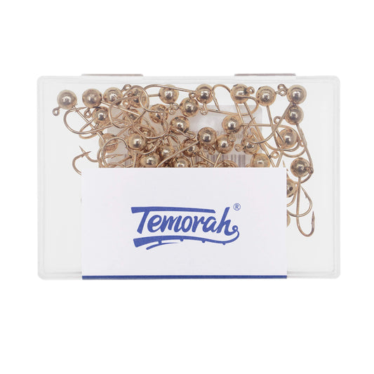 Temorah Fly Tying Jig Heads (Gold, 1/16 OZ 50PCS)