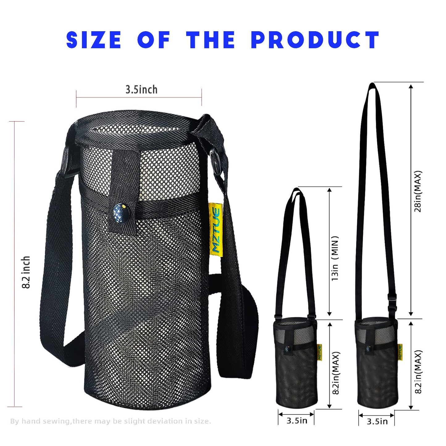 MZTUE Water Bottle Holder with Strap, Folding Portable Water Bottle Carrier with Strap Easy Clean, Water Bottle Bag strap, Water Bottle sling bag for Hiking, Walking, hiking, Travel, etc, 2-Pcs