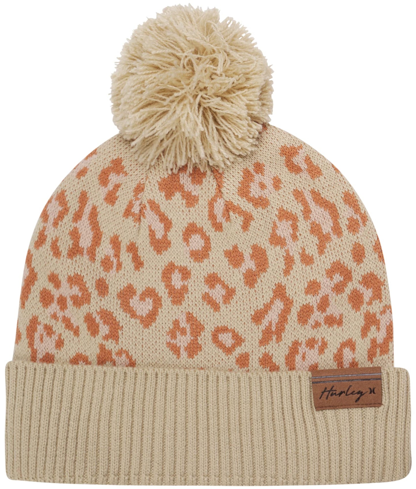 Hurley Women's Winter Hat - Vermont Knit Cuff Beanie with Pom-Pom, Pale Ivory