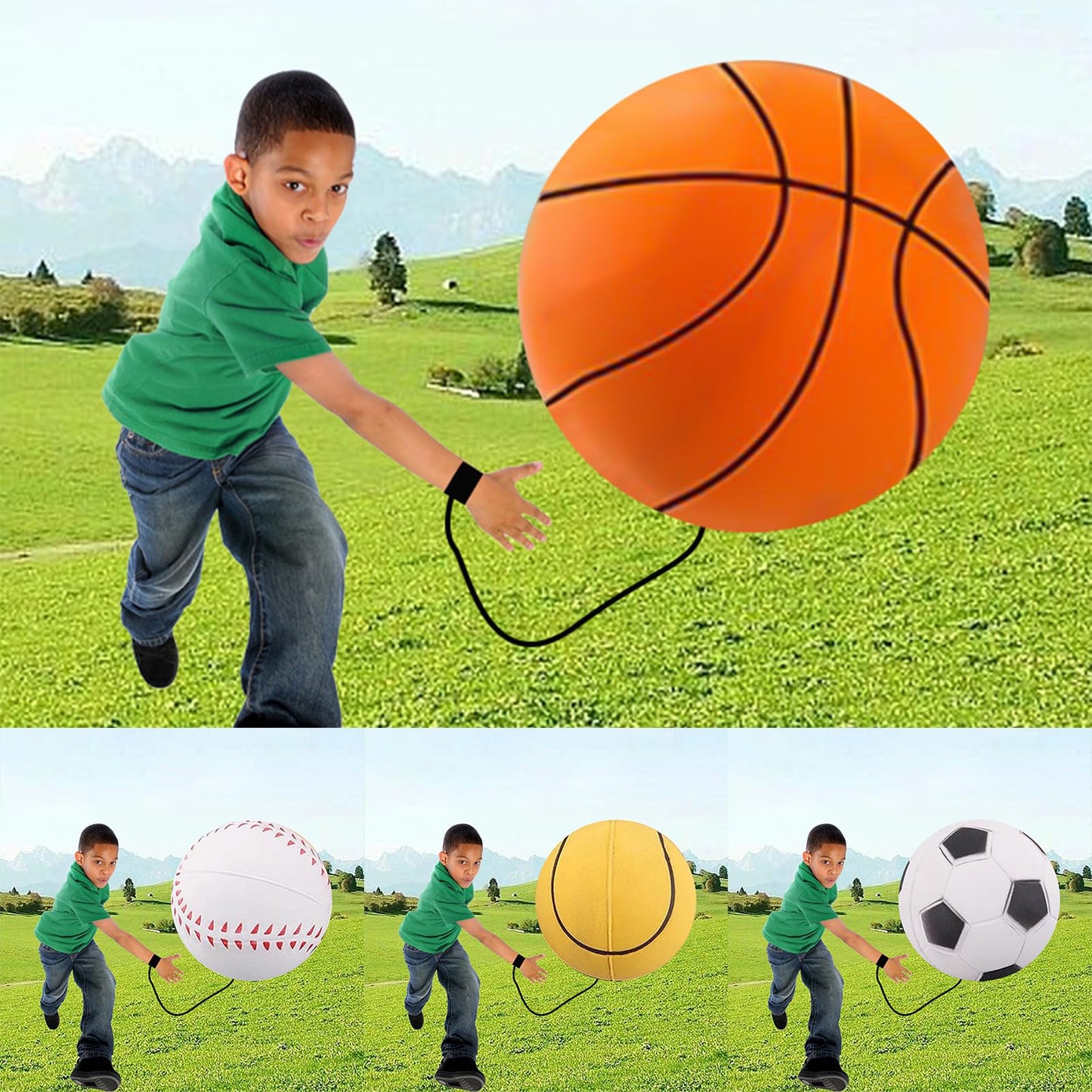 Wrist Return Ball Rubber Sport Ball with Wrist Strap and String | Rebound Ball Sports Bouncy Ball,Wrist Rebound Toy on Elastic String Ball Wrist Toy for Teens Adults Wrist Exercise
