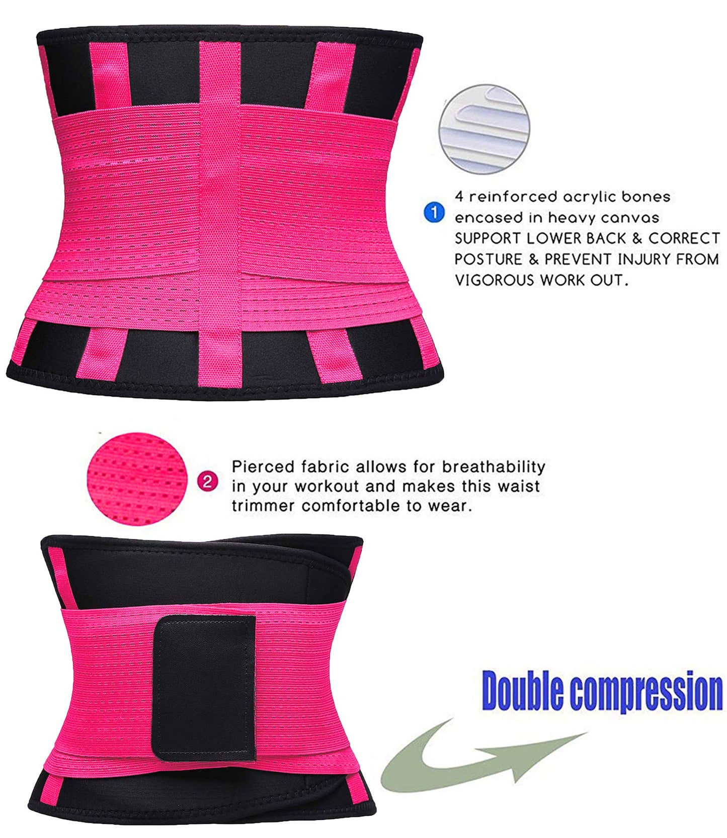 VENUZOR Waist Trainer Belt for Women - Waist Cincher Trimmer - Slimming Body Shaper Belt - Sport Girdle Belt (UP Graded)(Hot Pink,Small)