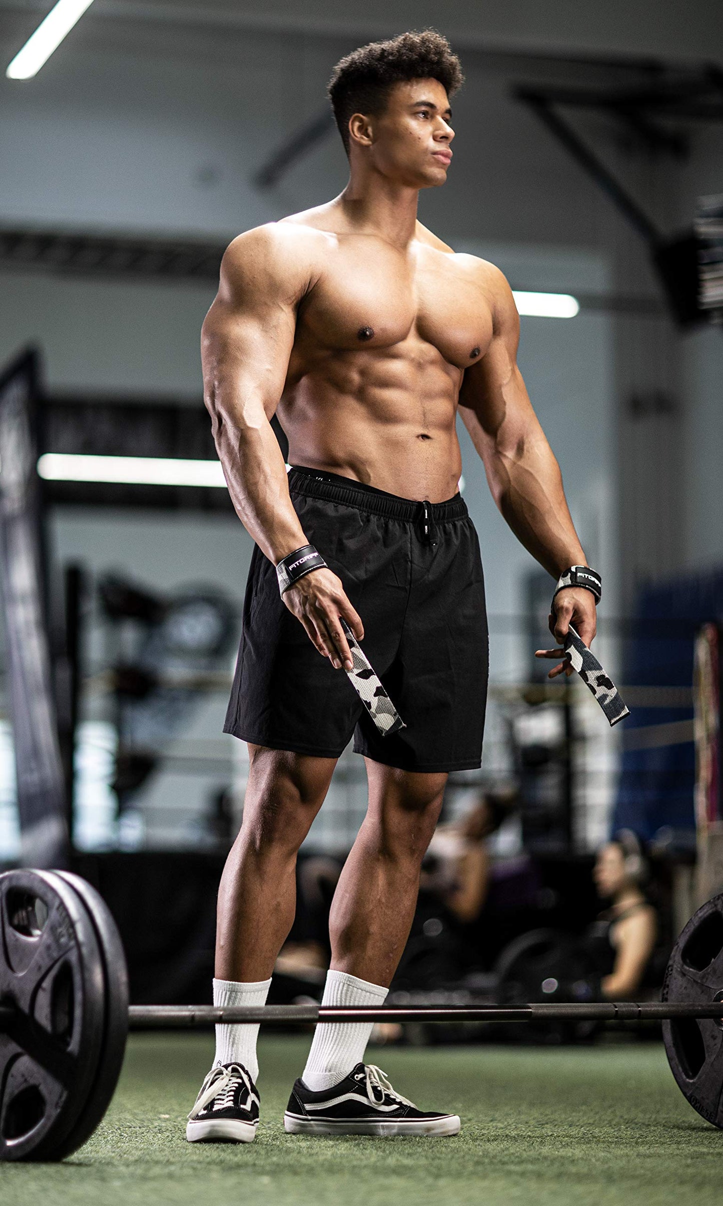 Fitgriff® Lifting Wrist Straps for Weightlifting, Gym, Deadlift, Workout (Made of Premium Cotton & Padded) - Men & Women (Standard, Grey-Camo)