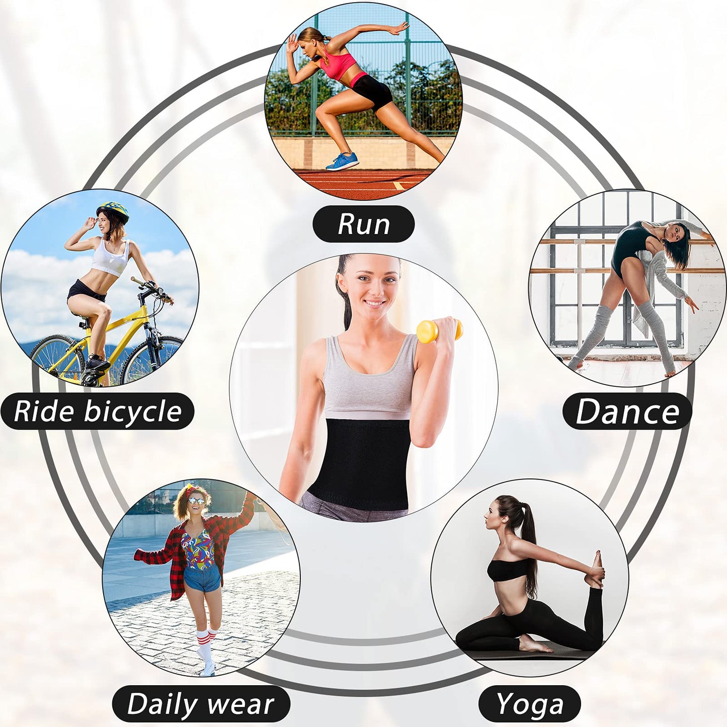 Geyoga Waist Trimmer Sweat Waist Trainer Wrap Stomach Wraps for Women Bodybuilding (Silver Inner,S)