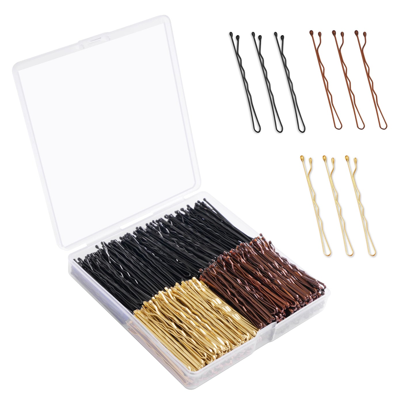 Bobby Pins 360 Pcs Brown Blonde Black Hair, 2 Inch Premium Secure Hold, Bulk with Storage Box, Women & Girls Styling