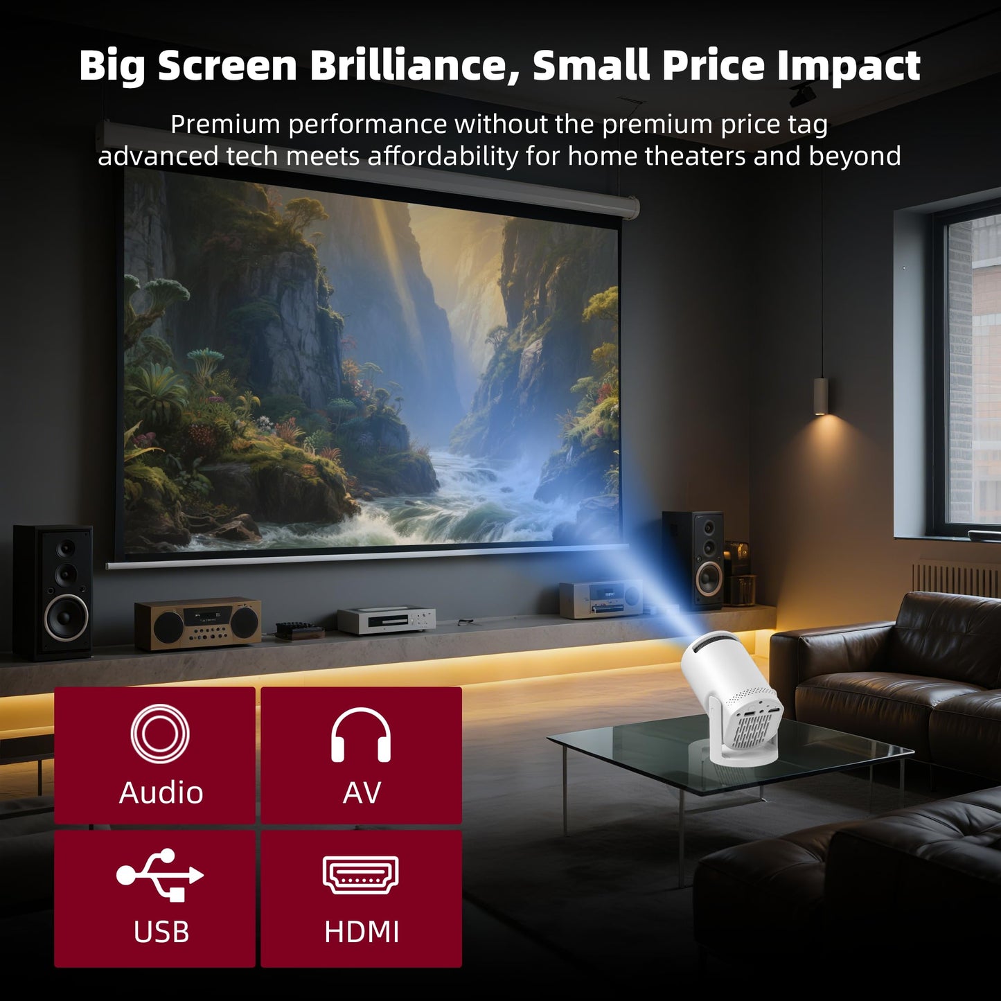 Wireless Mini Projector with WIFI 6 and 5G, 4K 1080P Support Portable Projector 180° Rotatable. 17"-130" Screen Video Projector. Compatible forSmartphone, Laptop, PC(Q5 mate)